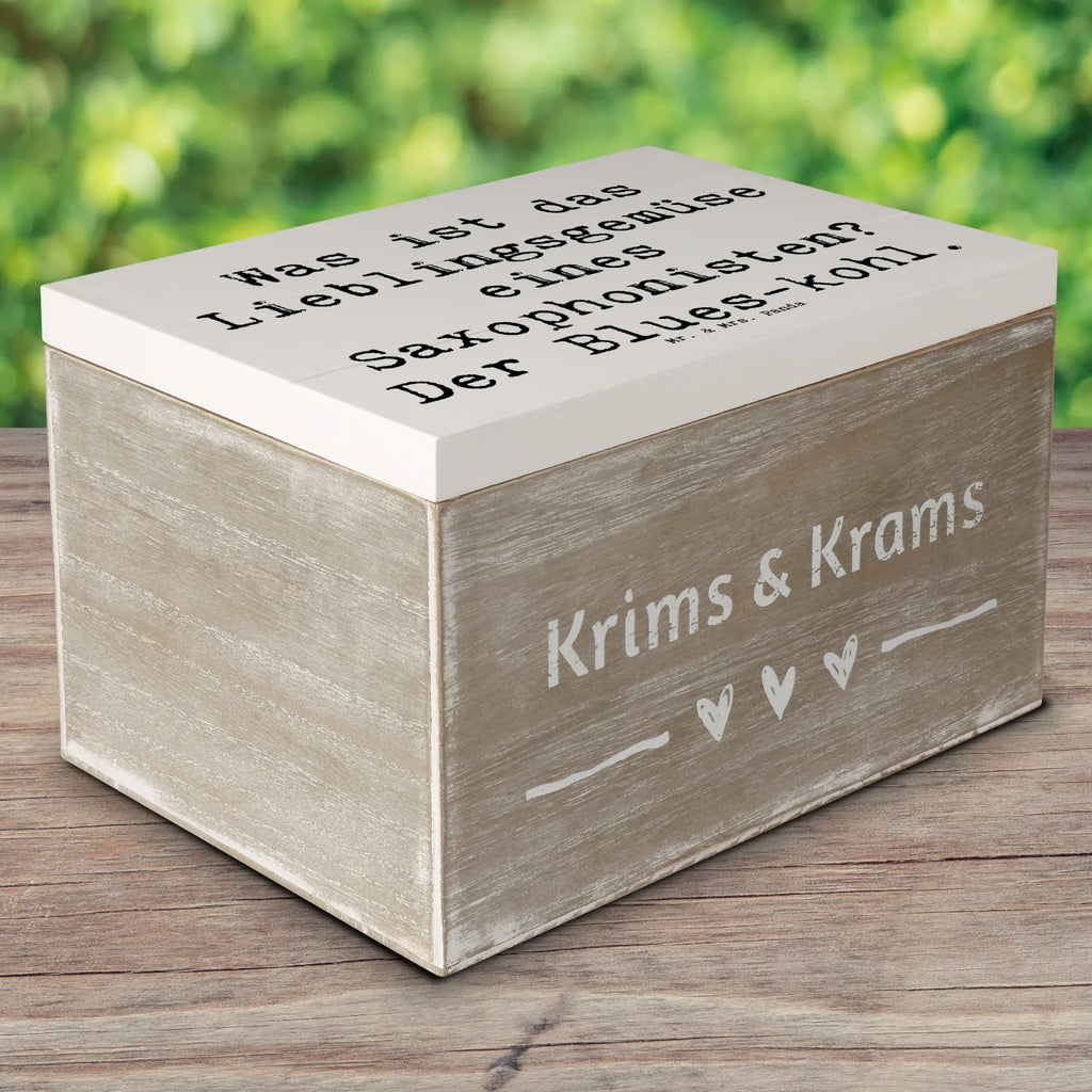 Wooden chest Saying Was ist das Lieblingsgemüse eines Saxophonisten? Der Blues-kohl. Holzkiste, Schatzkiste, Truhe, Dekokiste, Geschenkdose, Erinnerungsbox, Aufbewahrungsbox, XXL, Erinnerungskiste, Schatulle, Kiste, Geschenkbox, Instrumente, Geschenke Musiker, Musikliebhaber