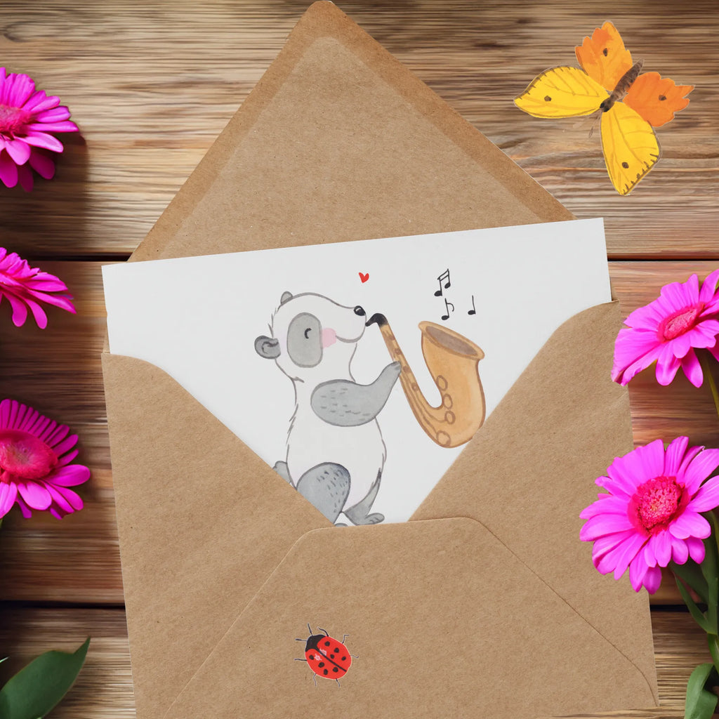 Deluxe Card Mit jedem Saxophon-Solo rette ich die Welt ein bisschen vor zu viel Stille! Geburtstagskarte, Einladungskarte, Grußkarte, Karte, Hochzeitskarte, Klappkarte, Glückwunschkarte, Hochwertige Klappkarte, Hochwertige Grußkarte, Instrumente, Geschenke Musiker, Musikliebhaber