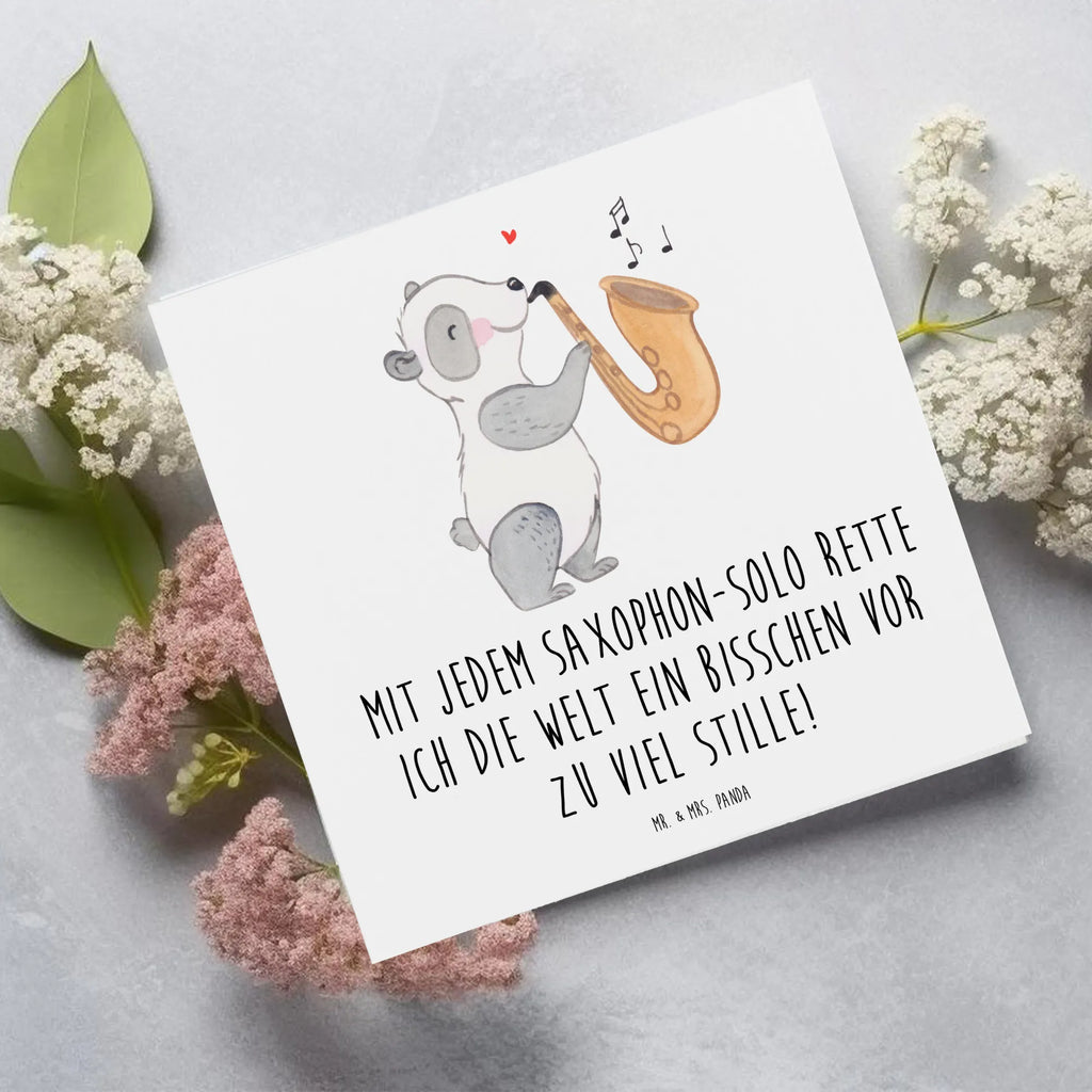 Deluxe Card Mit jedem Saxophon-Solo rette ich die Welt ein bisschen vor zu viel Stille! Geburtstagskarte, Einladungskarte, Grußkarte, Karte, Hochzeitskarte, Klappkarte, Glückwunschkarte, Hochwertige Klappkarte, Hochwertige Grußkarte, Instrumente, Geschenke Musiker, Musikliebhaber