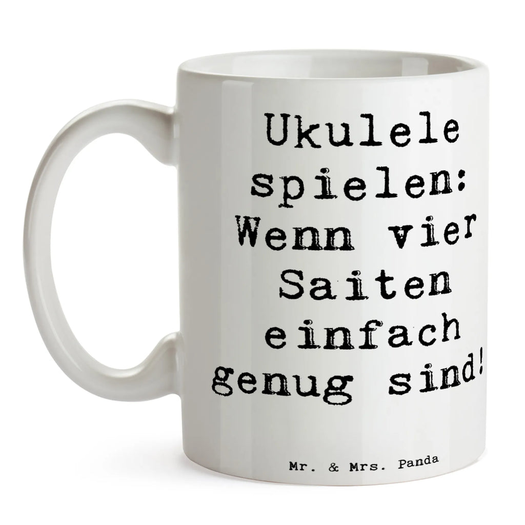 Mug Saying Ukulele spielen: Wenn vier Saiten einfach genug sind! Porzellantasse, Geschenktasse, Teetasse, Keramiktasse, Tasse, Tasse mit Zitaten, Kaffeetasse, Bürotasse, Tasse mit Motiven, Instrumente, Geschenke Musiker, Musikliebhaber