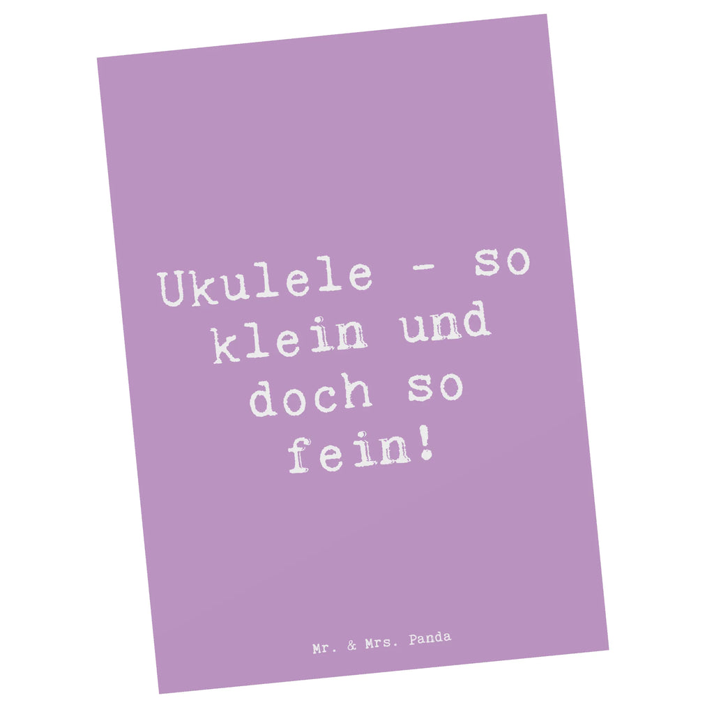 Postcard Saying Ukulele - so klein und doch so fein! Karte, Geschenkkarte, Ansichtskarten, Ansichtskarte, Einladung Geburtstag, Einladungskarten Geburtstag, Geburtstagskarte, Einladungskarte, Dankeskarte, Grußkarte, Einladung, Postkarte, Instrumente, Geschenke Musiker, Musikliebhaber