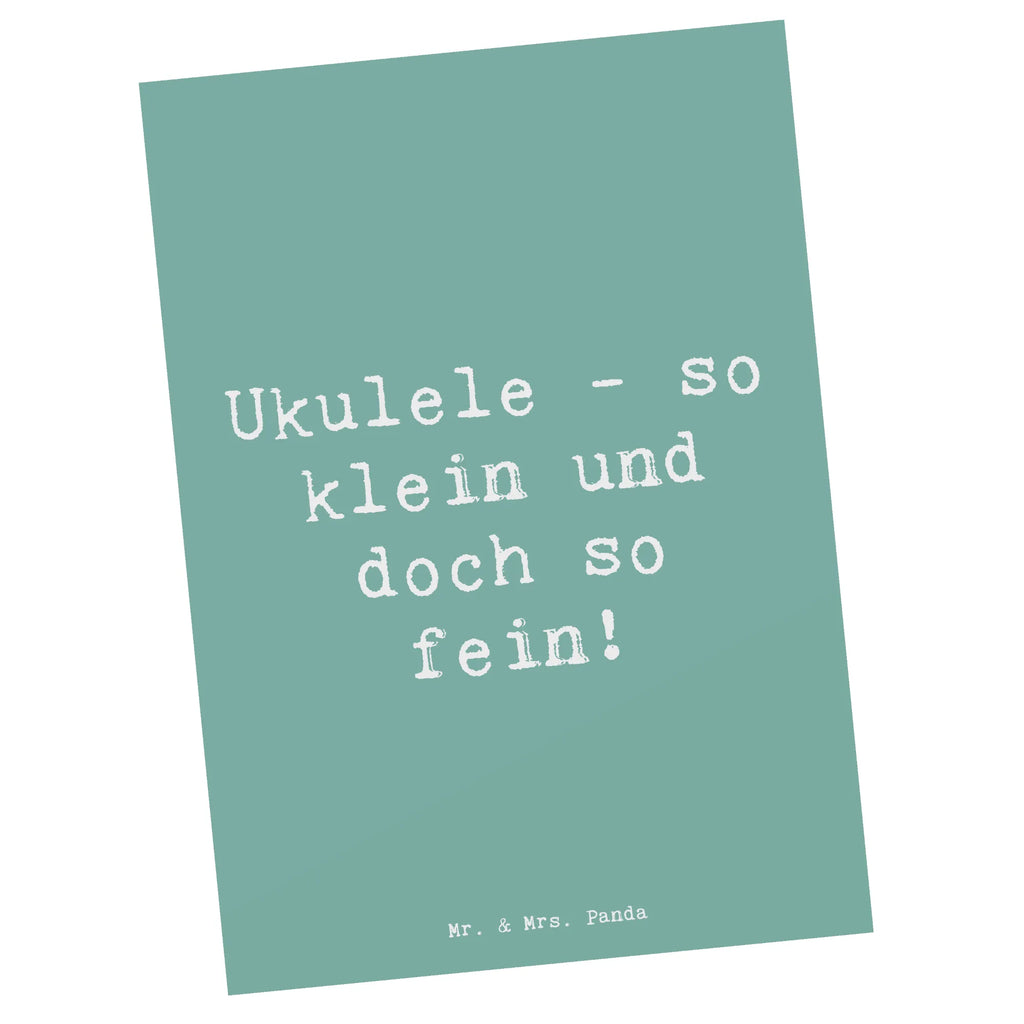 Postcard Saying Ukulele - so klein und doch so fein! Karte, Geschenkkarte, Ansichtskarten, Ansichtskarte, Einladung Geburtstag, Einladungskarten Geburtstag, Geburtstagskarte, Einladungskarte, Dankeskarte, Grußkarte, Einladung, Postkarte, Instrumente, Geschenke Musiker, Musikliebhaber