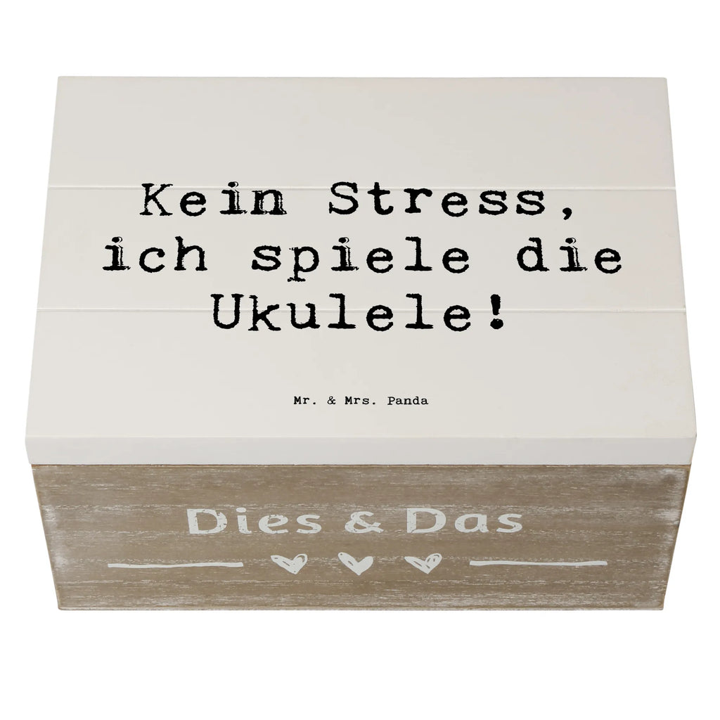 Wooden chest Saying Kein Stress, ich spiele die Ukulele! Schatulle, XXL, Dekokiste, Geschenkdose, Erinnerungskiste, Kiste, Aufbewahrungsbox, Erinnerungsbox, Geschenkbox, Holzkiste, Truhe, Schatzkiste, Instrumente, Geschenke Musiker, Musikliebhaber