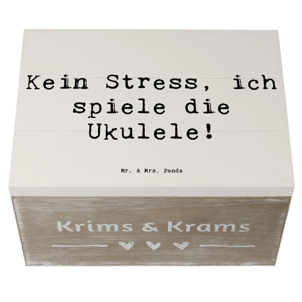 Wooden chest Saying Kein Stress, ich spiele die Ukulele! Schatulle, XXL, Dekokiste, Geschenkdose, Erinnerungskiste, Kiste, Aufbewahrungsbox, Erinnerungsbox, Geschenkbox, Holzkiste, Truhe, Schatzkiste, Instrumente, Geschenke Musiker, Musikliebhaber