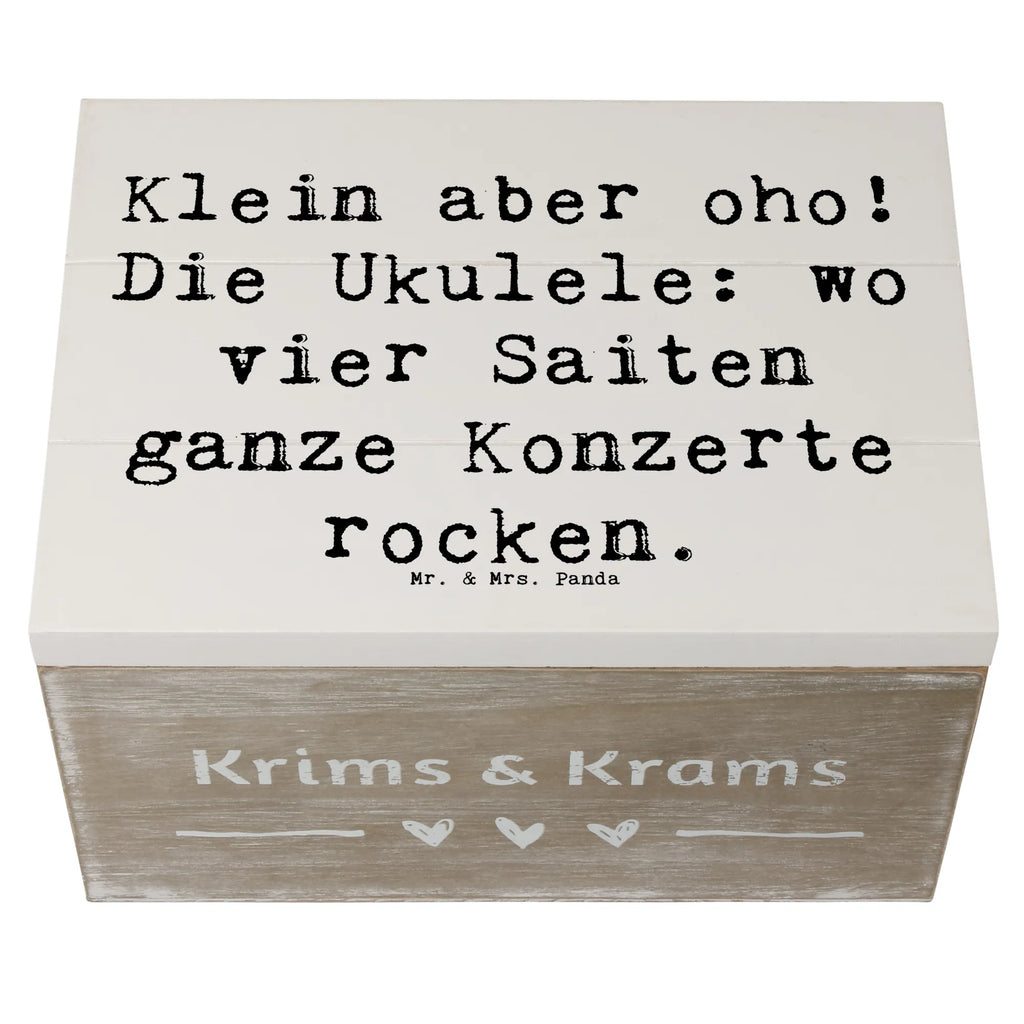 Wooden chest Saying Klein aber oho! Die Ukulele: wo vier Saiten ganze Konzerte rocken. Aufbewahrungsbox, Kiste, Holzkiste, Geschenkdose, Truhe, Schatulle, Geschenkbox, Schatzkiste, XXL, Erinnerungskiste, Erinnerungsbox, Dekokiste, Instrumente, Geschenke Musiker, Musikliebhaber