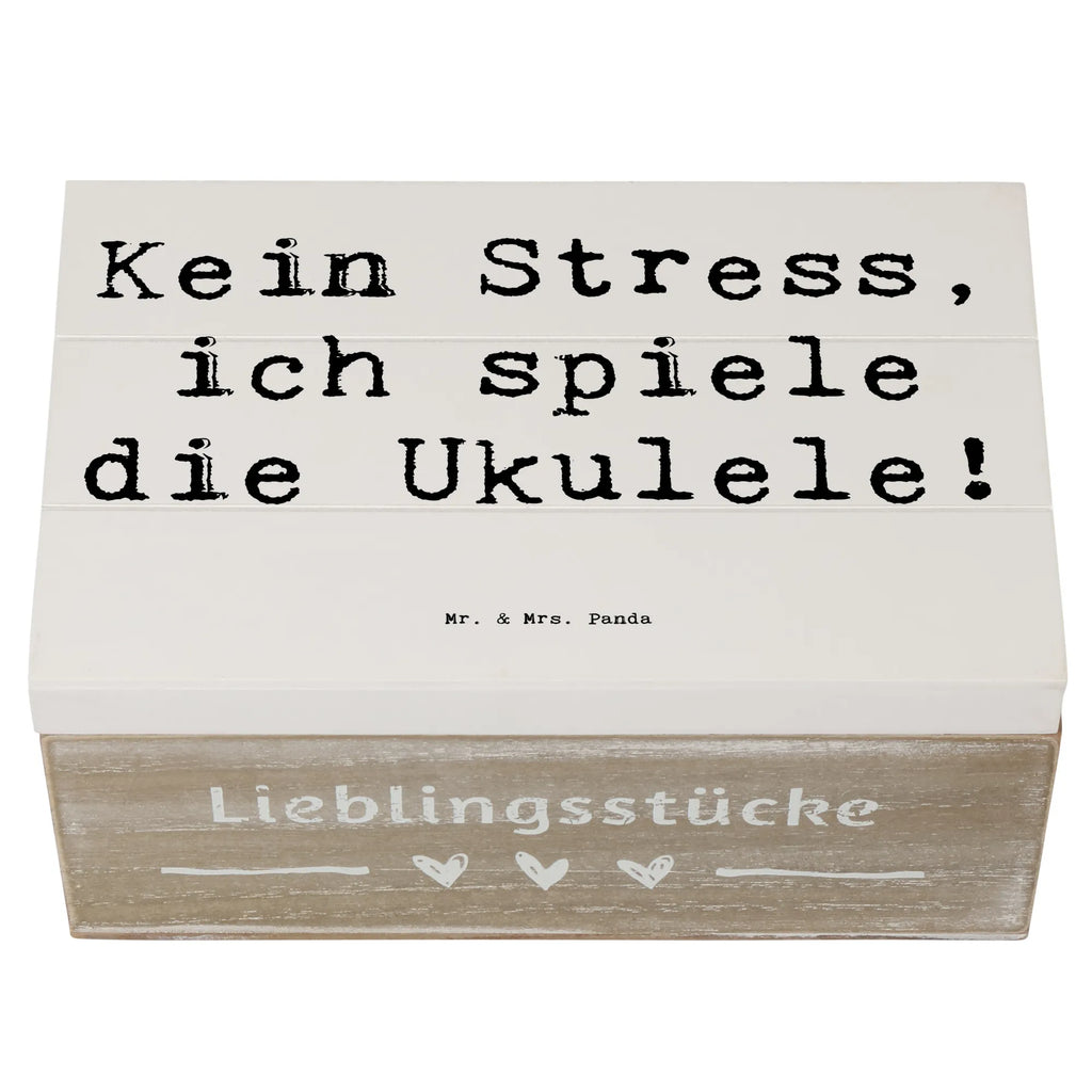 Wooden chest Saying Kein Stress, ich spiele die Ukulele! Schatulle, XXL, Dekokiste, Geschenkdose, Erinnerungskiste, Kiste, Aufbewahrungsbox, Erinnerungsbox, Geschenkbox, Holzkiste, Truhe, Schatzkiste, Instrumente, Geschenke Musiker, Musikliebhaber
