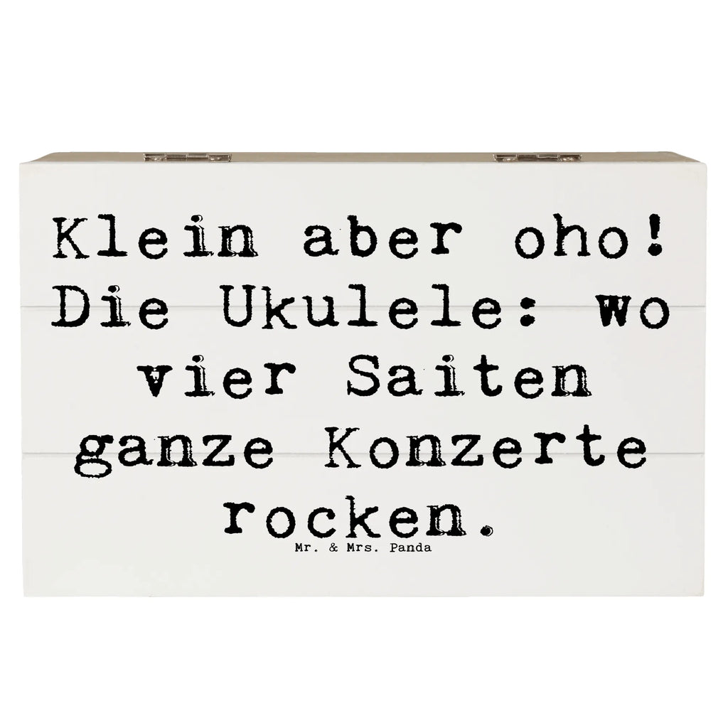 Wooden chest Saying Klein aber oho! Die Ukulele: wo vier Saiten ganze Konzerte rocken. Aufbewahrungsbox, Kiste, Holzkiste, Geschenkdose, Truhe, Schatulle, Geschenkbox, Schatzkiste, XXL, Erinnerungskiste, Erinnerungsbox, Dekokiste, Instrumente, Geschenke Musiker, Musikliebhaber