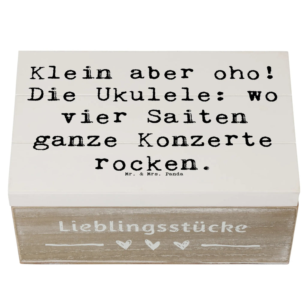 Wooden chest Saying Klein aber oho! Die Ukulele: wo vier Saiten ganze Konzerte rocken. Aufbewahrungsbox, Kiste, Holzkiste, Geschenkdose, Truhe, Schatulle, Geschenkbox, Schatzkiste, XXL, Erinnerungskiste, Erinnerungsbox, Dekokiste, Instrumente, Geschenke Musiker, Musikliebhaber