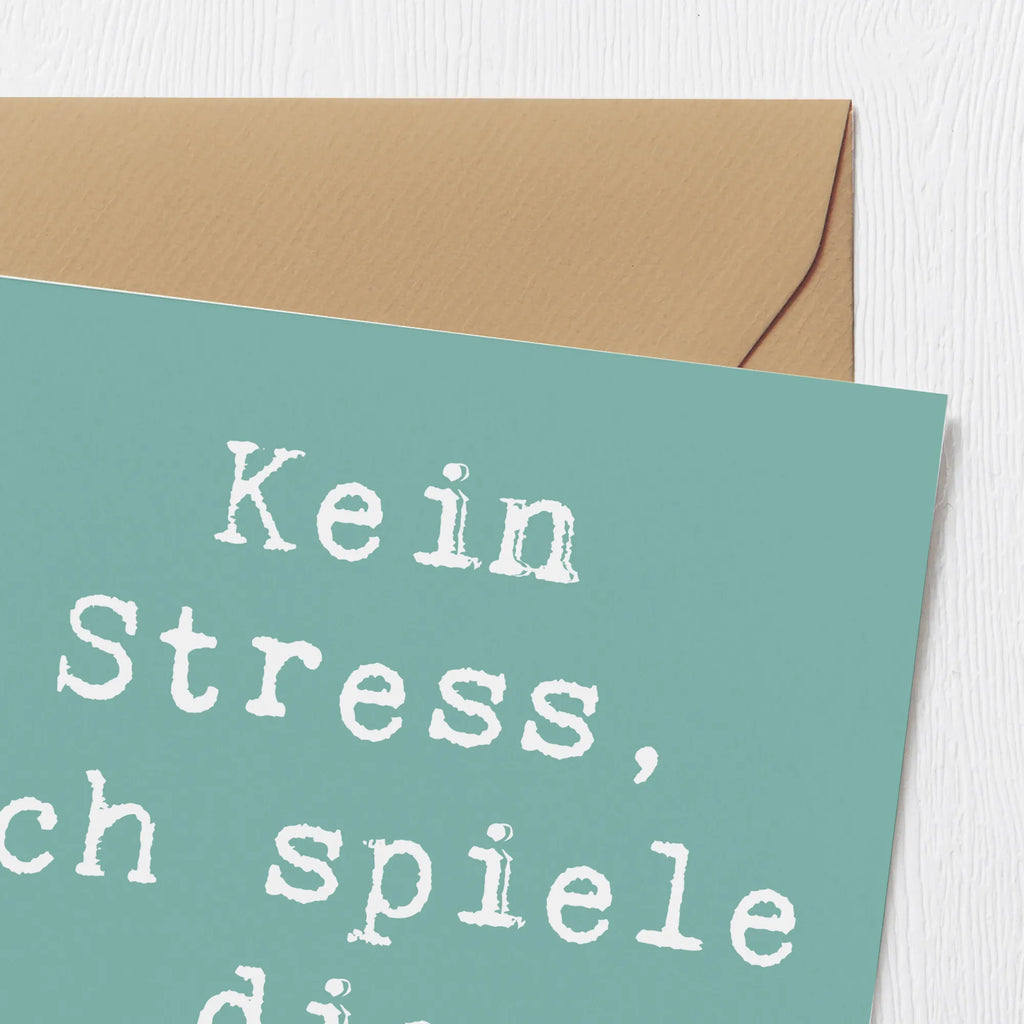 Deluxe Card Saying Kein Stress, ich spiele die Ukulele! Grußkarte, Karte, Einladungskarte, Hochzeitskarte, Geburtstagskarte, Klappkarte, Hochwertige Klappkarte, Glückwunschkarte, Hochwertige Grußkarte, Instrumente, Geschenke Musiker, Musikliebhaber