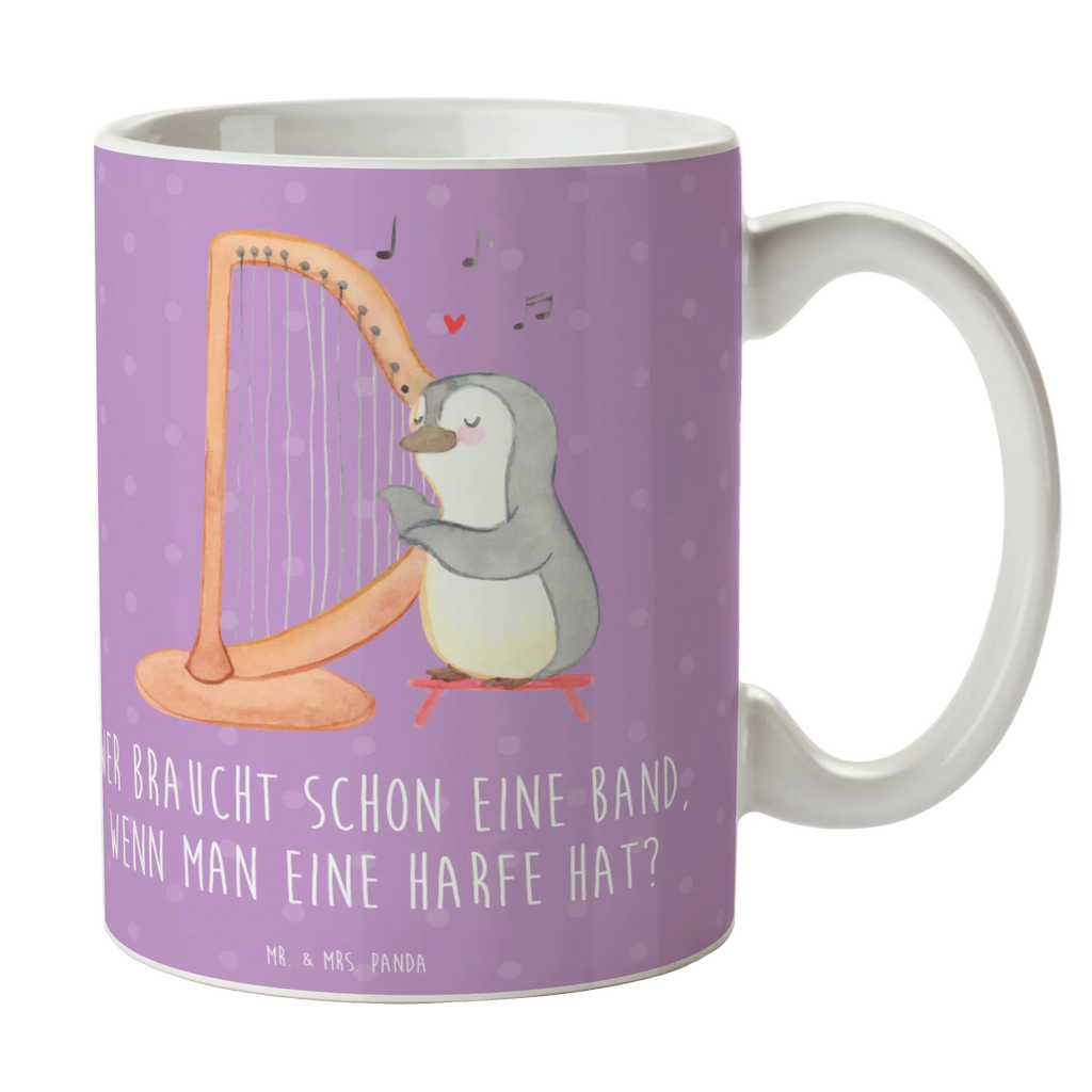 Mug Wer braucht schon eine Band, wenn man eine Harfe hat? Teetasse, Tasse, Tasse mit Motiven, Geschenktasse, Tasse mit Zitaten, Kaffeetasse, Keramiktasse, Bürotasse, Porzellantasse, Instrumente, Geschenke Musiker, Musikliebhaber