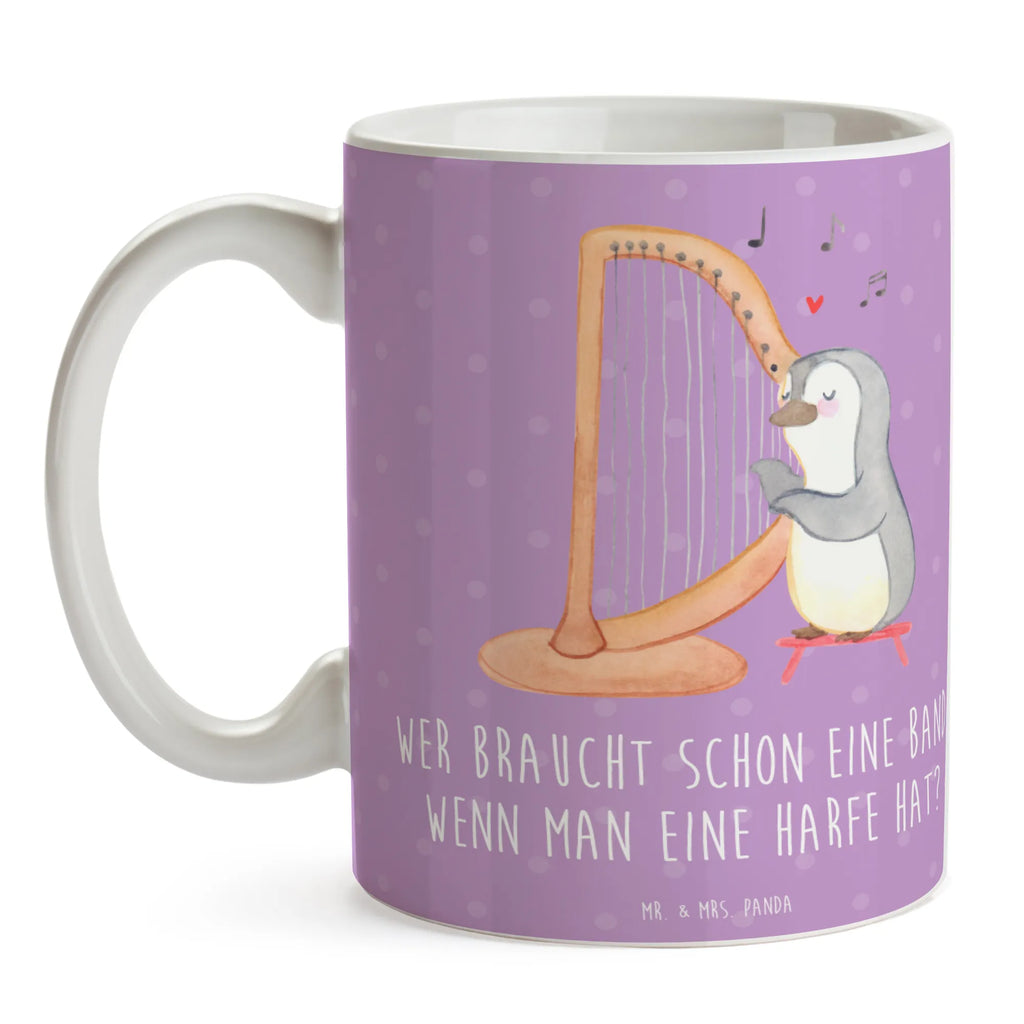 Mug Wer braucht schon eine Band, wenn man eine Harfe hat? Teetasse, Tasse, Tasse mit Motiven, Geschenktasse, Tasse mit Zitaten, Kaffeetasse, Keramiktasse, Bürotasse, Porzellantasse, Instrumente, Geschenke Musiker, Musikliebhaber