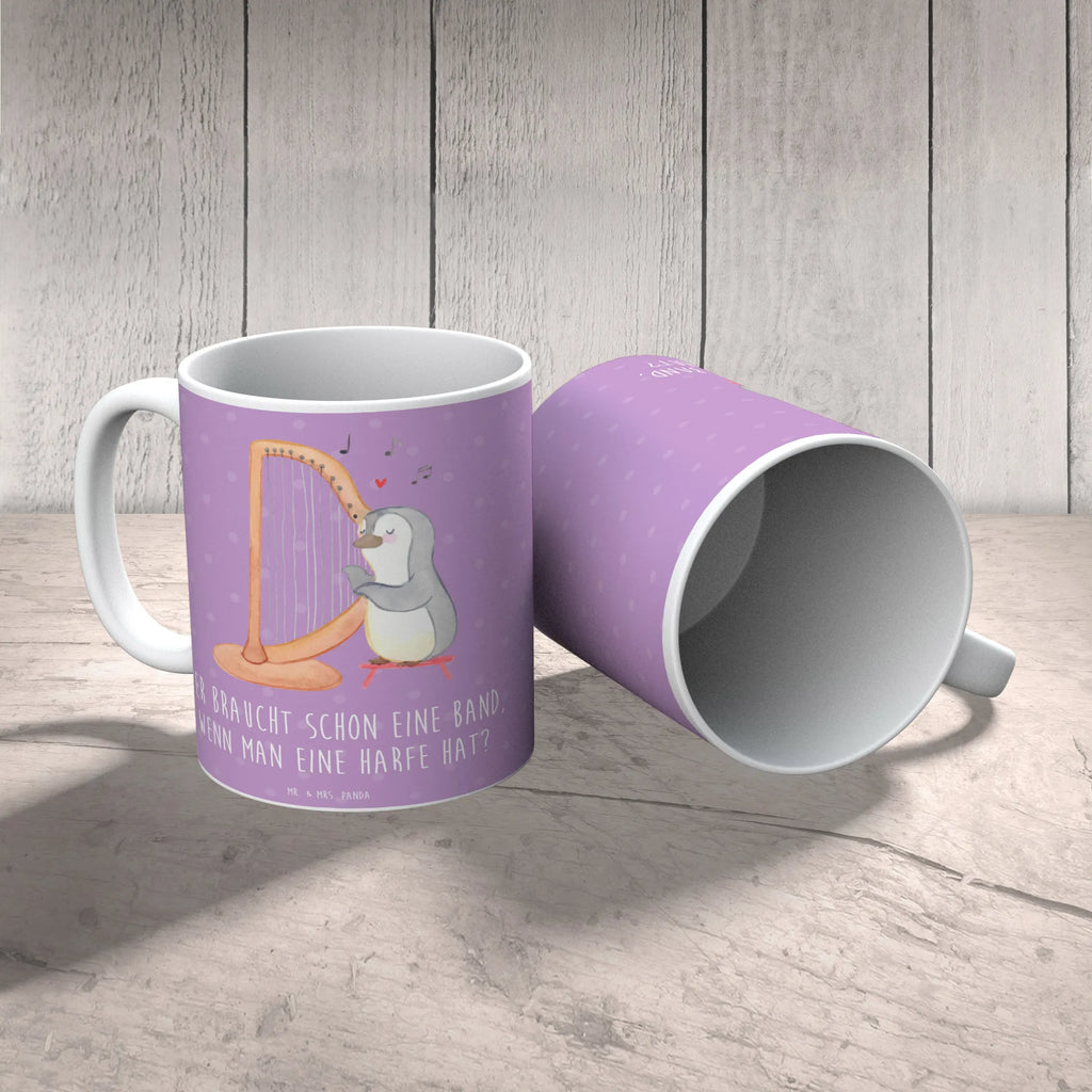 Mug Wer braucht schon eine Band, wenn man eine Harfe hat? Teetasse, Tasse, Tasse mit Motiven, Geschenktasse, Tasse mit Zitaten, Kaffeetasse, Keramiktasse, Bürotasse, Porzellantasse, Instrumente, Geschenke Musiker, Musikliebhaber