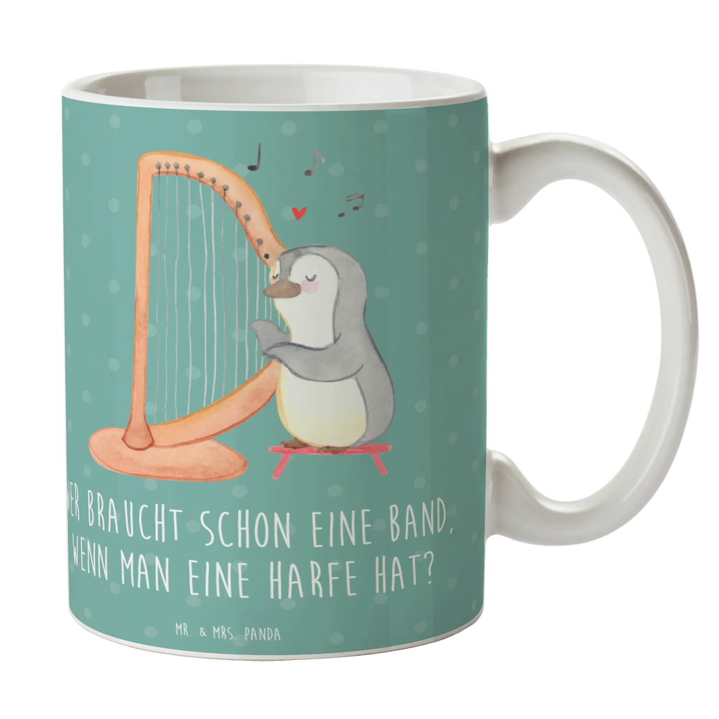 Mug Wer braucht schon eine Band, wenn man eine Harfe hat? Teetasse, Tasse, Tasse mit Motiven, Geschenktasse, Tasse mit Zitaten, Kaffeetasse, Keramiktasse, Bürotasse, Porzellantasse, Instrumente, Geschenke Musiker, Musikliebhaber