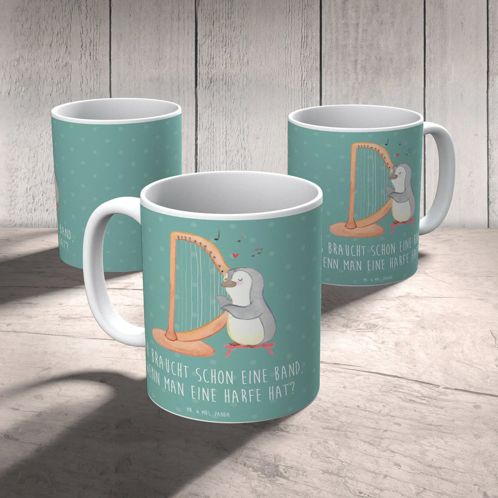 Mug Wer braucht schon eine Band, wenn man eine Harfe hat? Teetasse, Tasse, Tasse mit Motiven, Geschenktasse, Tasse mit Zitaten, Kaffeetasse, Keramiktasse, Bürotasse, Porzellantasse, Instrumente, Geschenke Musiker, Musikliebhaber