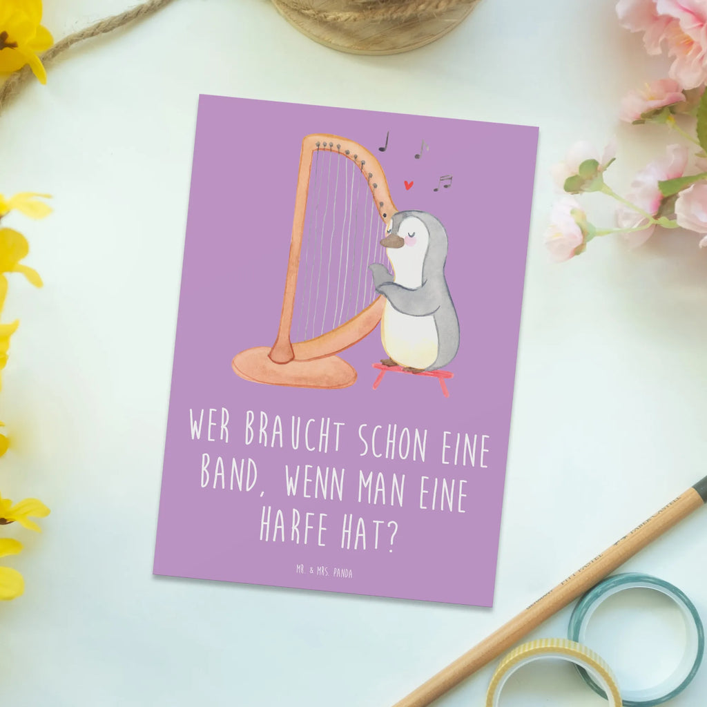 Postkarte Wer braucht schon eine Band, wenn man eine Harfe hat? Karte, Geburtstagskarte, Einladung, Einladungskarte, Geschenkkarte, Ansichtskarten, Ansichtskarte, Grußkarte, Dankeskarte, Einladungskarten Geburtstag, Einladung Geburtstag, Postkarte, Instrumente, Geschenke Musiker, Musikliebhaber