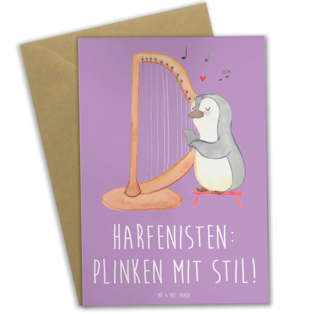 Grußkarte Harfe mit Stil Hochzeitskarte, Glückwunschkarte, Geburtstagskarte, Grußkarte, Ansichtskarten, Karte, Einladungskarte, Klappkarte, Instrumente, Geschenke Musiker, Musikliebhaber