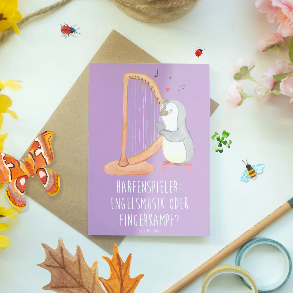 Greetings card Harfenspieler: Engelsmusik oder Fingerkampf? Ansichtskarten, Klappkarte, Glückwunschkarte, Karte, Einladungskarte, Grußkarte, Hochzeitskarte, Geburtstagskarte, Instrumente, Geschenke Musiker, Musikliebhaber