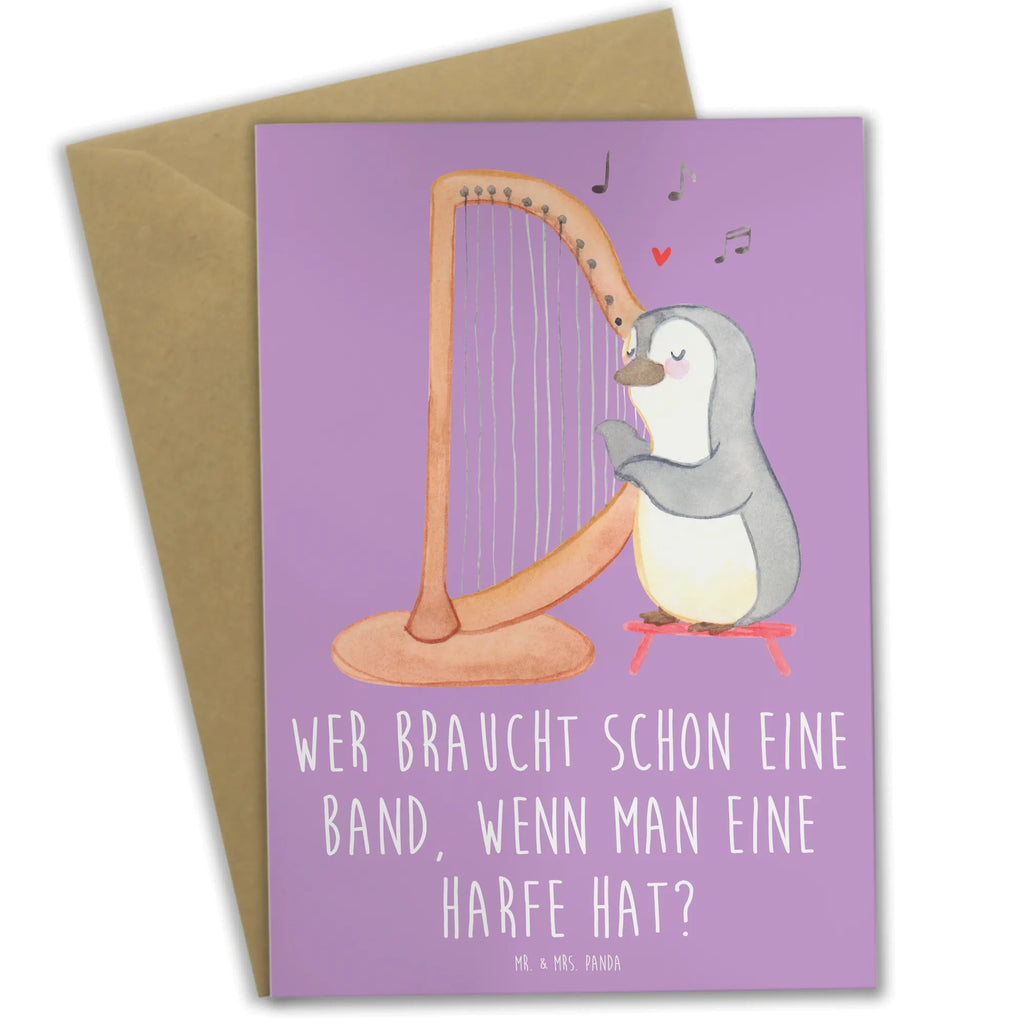 Greetings card Wer braucht schon eine Band, wenn man eine Harfe hat? Einladungskarte, Hochzeitskarte, Ansichtskarten, Grußkarte, Glückwunschkarte, Geburtstagskarte, Karte, Klappkarte, Instrumente, Geschenke Musiker, Musikliebhaber