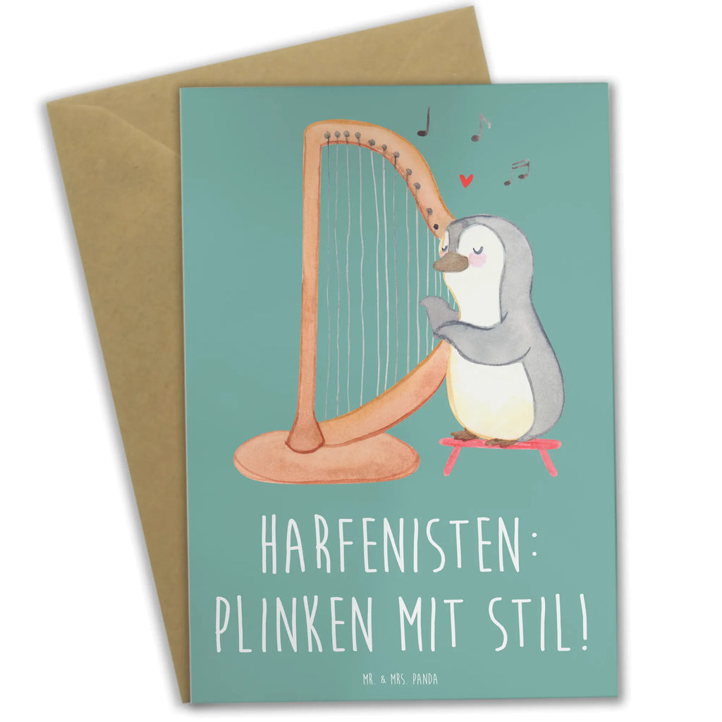 Grußkarte Harfe mit Stil Hochzeitskarte, Glückwunschkarte, Geburtstagskarte, Grußkarte, Ansichtskarten, Karte, Einladungskarte, Klappkarte, Instrumente, Geschenke Musiker, Musikliebhaber