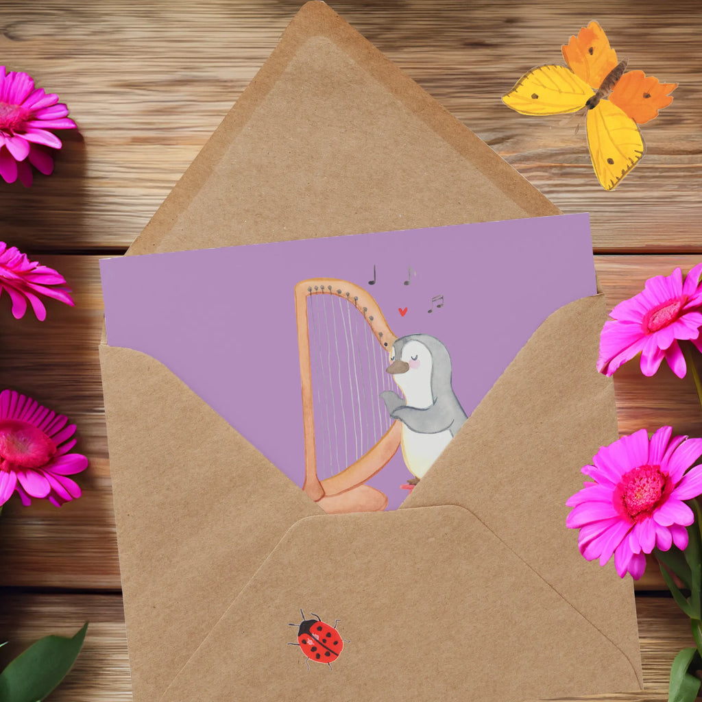 Deluxe Karte Harfe Melodien Einladungskarte, Geburtstagskarte, Hochzeitskarte, Hochwertige Klappkarte, Klappkarte, Grußkarte, Glückwunschkarte, Hochwertige Grußkarte, Karte, Instrumente, Geschenke Musiker, Musikliebhaber