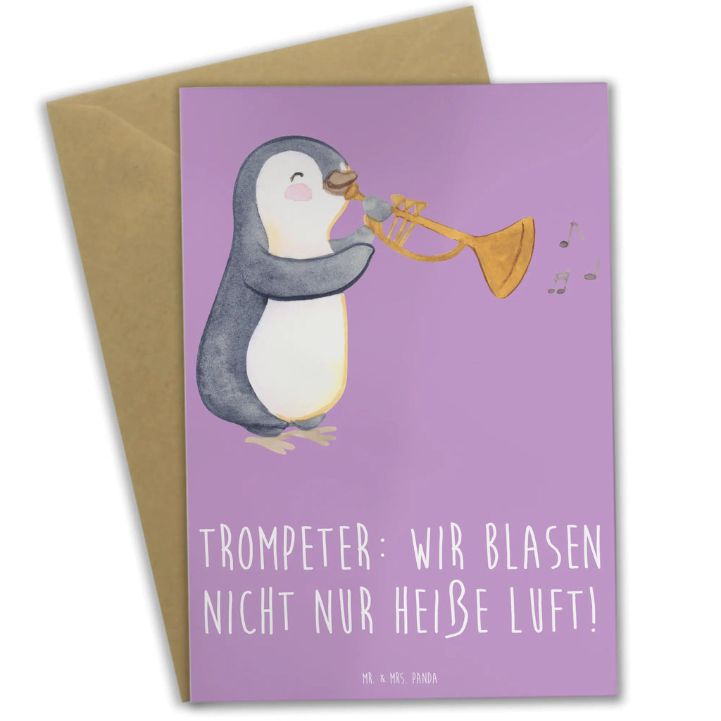 Greetings card Trompeter: Wir blasen nicht nur heiße Luft! Geburtstagskarte, Ansichtskarten, Grußkarte, Hochzeitskarte, Einladungskarte, Glückwunschkarte, Karte, Klappkarte, Instrumente, Geschenke Musiker, Musikliebhaber