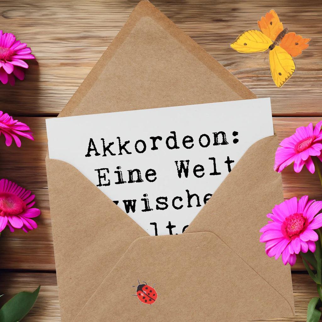 Deluxe Karte Spruch Akkordeon: Eine Welt zwischen Falten, Tönen und Geschichten. Grußkarte, Klappkarte, Hochzeitskarte, Karte, Hochwertige Grußkarte, Geburtstagskarte, Einladungskarte, Glückwunschkarte, Hochwertige Klappkarte, Instrumente, Geschenke Musiker, Musikliebhaber