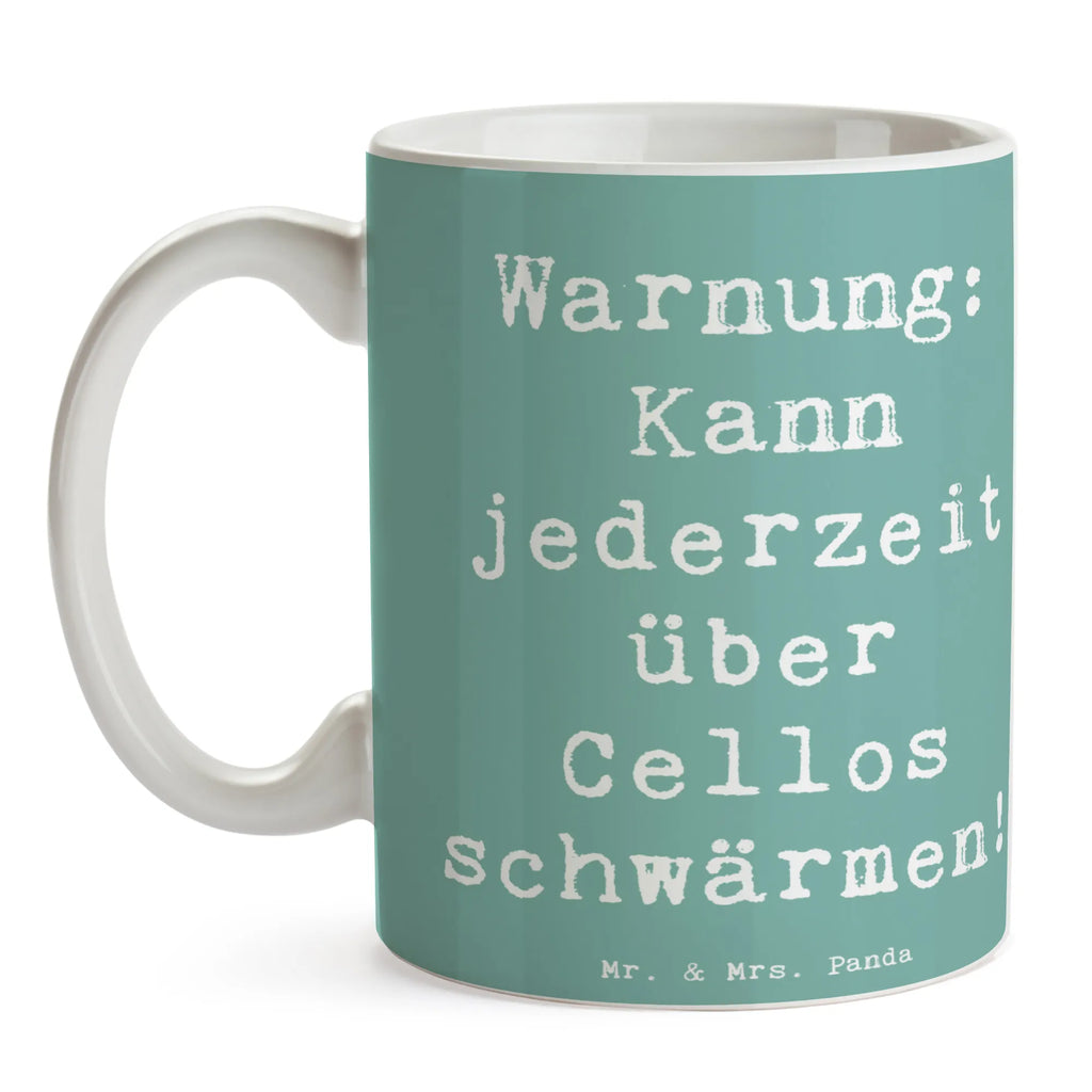 Mug Saying Warnung: Kann jederzeit über Cellos schwärmen! Geschenktasse, Tasse mit Zitaten, Tasse mit Motiven, Kaffeetasse, Bürotasse, Teetasse, Keramiktasse, Tasse, Porzellantasse, Instrumente, Geschenke Musiker, Musikliebhaber