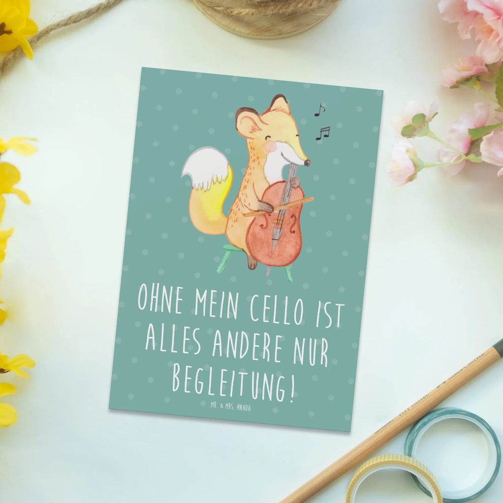Postcard Ohne mein Cello ist alles andere nur Begleitung! Dankeskarte, Geschenkkarte, Karte, Einladungskarte, Einladungskarten Geburtstag, Ansichtskarten, Einladung, Einladung Geburtstag, Grußkarte, Geburtstagskarte, Ansichtskarte, Postkarte, Instrumente, Geschenke Musiker, Musikliebhaber