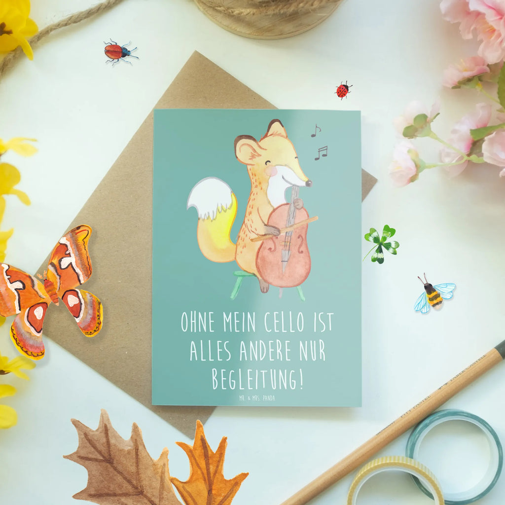 Greetings card Ohne mein Cello ist alles andere nur Begleitung! Karte, Glückwunschkarte, Geburtstagskarte, Grußkarte, Einladungskarte, Hochzeitskarte, Ansichtskarten, Klappkarte, Instrumente, Geschenke Musiker, Musikliebhaber