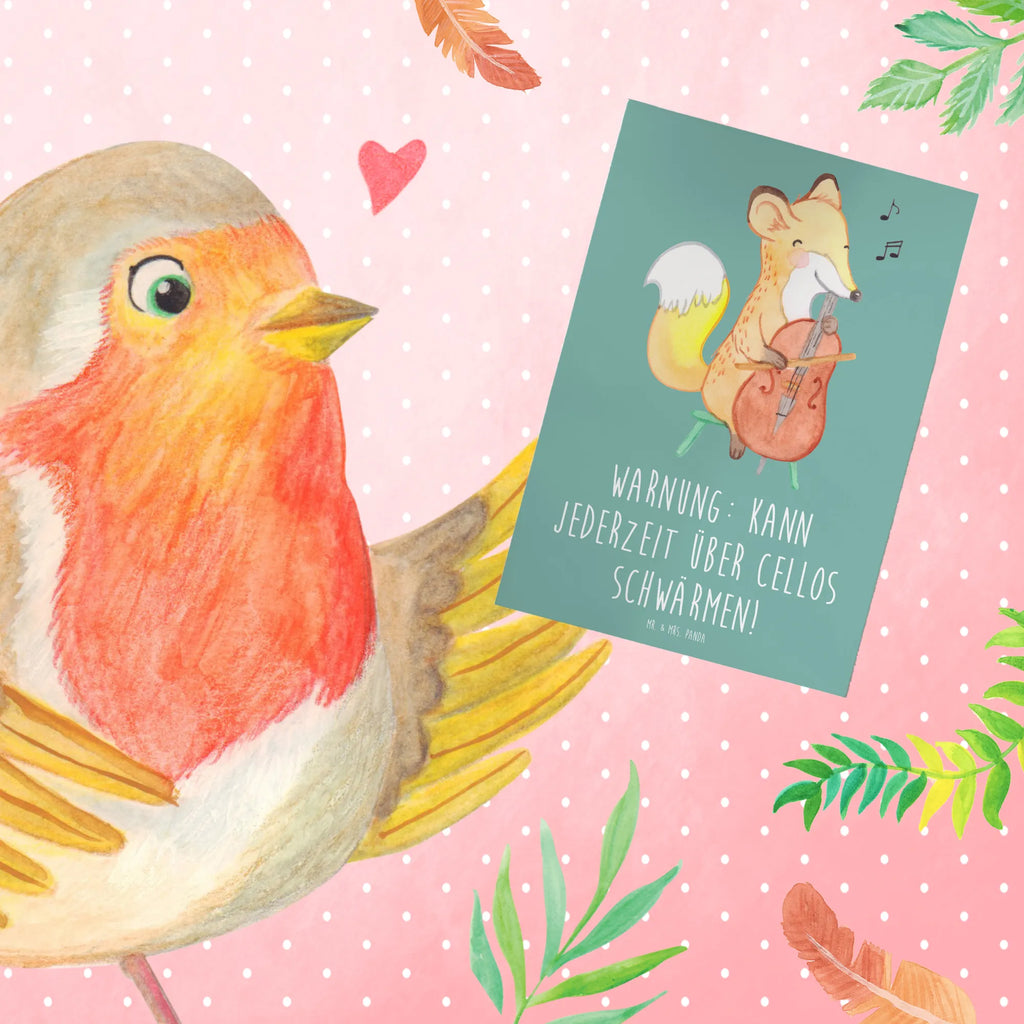Greetings card Warnung: Kann jederzeit über Cellos schwärmen! Grußkarte, Klappkarte, Hochzeitskarte, Ansichtskarten, Karte, Einladungskarte, Glückwunschkarte, Geburtstagskarte, Instrumente, Geschenke Musiker, Musikliebhaber