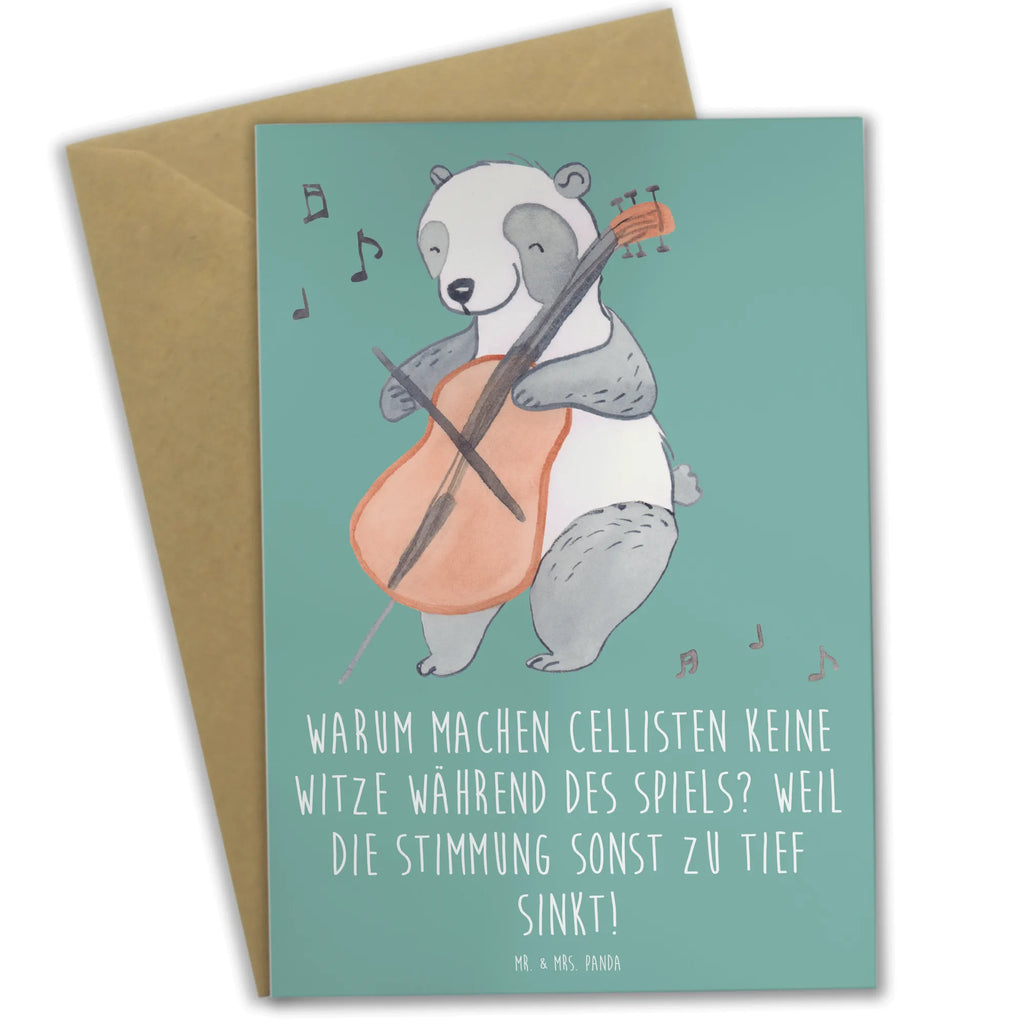 Greetings card Warum machen Cellisten keine Witze während des Spiels? Weil die Stimmung sonst zu tief sinkt! Glückwunschkarte, Hochzeitskarte, Klappkarte, Einladungskarte, Ansichtskarten, Geburtstagskarte, Grußkarte, Karte, Instrumente, Geschenke Musiker, Musikliebhaber