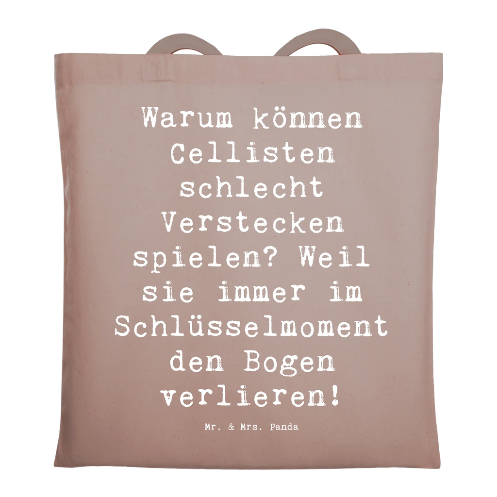 Tote bag Saying Warum können Cellisten schlecht Verstecken spielen? Weil sie immer im Schlüsselmoment den Bogen verlieren! Beuteltasche, Beutel, Einkaufstasche, Jutebeutel, Stoffbeutel, Tasche, Shopper, Umhängetasche, Strandtasche, Schultertasche, Stofftasche, Tragetasche, Badetasche, Jutetasche, Einkaufstüte, Laptoptasche, Instrumente, Geschenke Musiker, Musikliebhaber