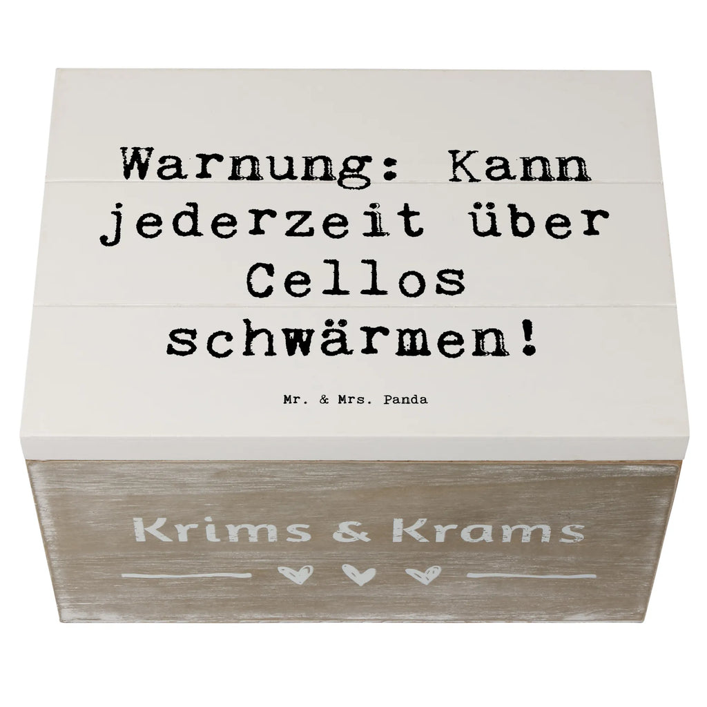 Wooden chest Saying Warnung: Kann jederzeit über Cellos schwärmen! Holzkiste, Geschenkdose, Dekokiste, Erinnerungskiste, Aufbewahrungsbox, Schatulle, Geschenkbox, Schatzkiste, Erinnerungsbox, Truhe, XXL, Kiste, Instrumente, Geschenke Musiker, Musikliebhaber