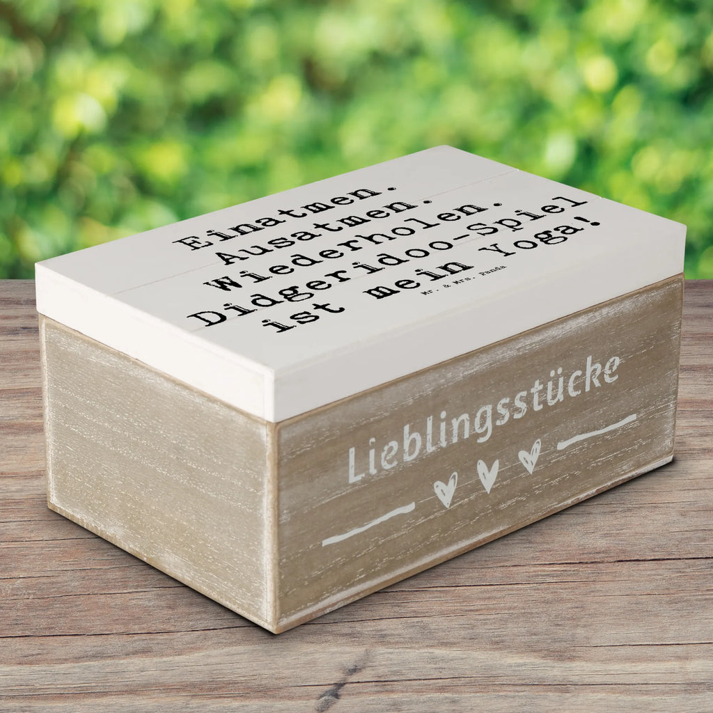 Holzkiste Spruch Didgeridoo Yoga Schatulle, Erinnerungsbox, Aufbewahrungsbox, Truhe, Dekokiste, Erinnerungskiste, Schatzkiste, Kiste, Geschenkbox, Holzkiste, Geschenkdose, XXL, Instrumente, Geschenke Musiker, Musikliebhaber