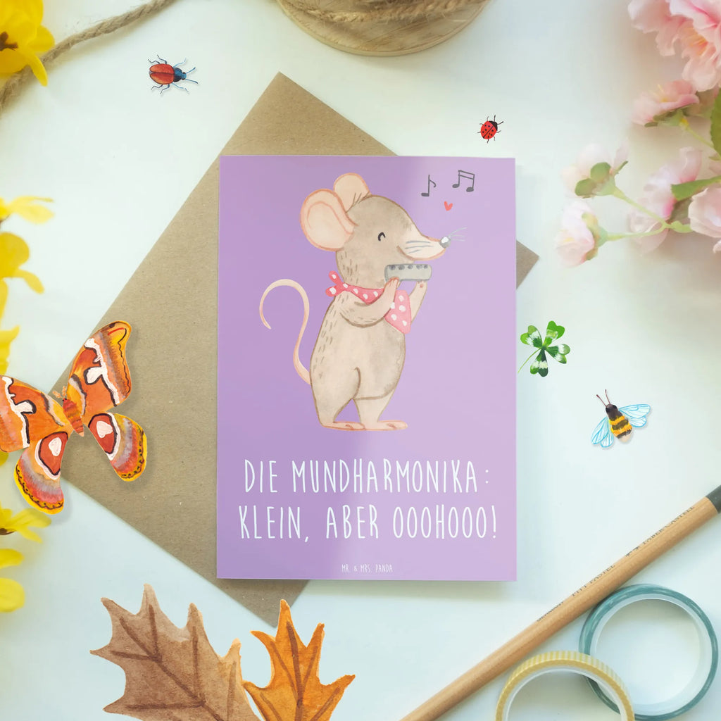 Greetings card Die Mundharmonika: klein, aber ooohooo! Klappkarte, Grußkarte, Glückwunschkarte, Einladungskarte, Geburtstagskarte, Hochzeitskarte, Karte, Ansichtskarten, Instrumente, Geschenke Musiker, Musikliebhaber