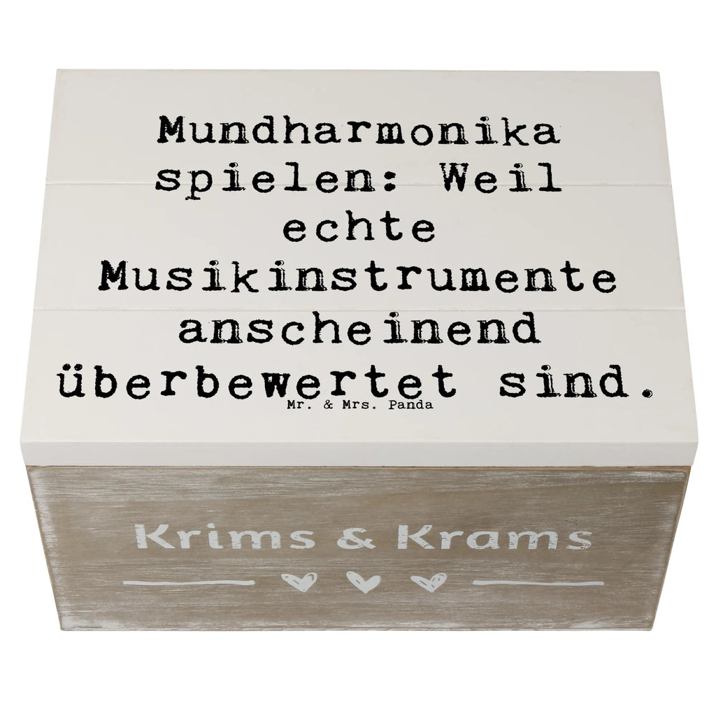 Holzkiste Spruch Mundharmonika spielen: Weil echte Musikinstrumente anscheinend überbewertet sind. Kiste, Geschenkbox, XXL, Holzkiste, Truhe, Geschenkdose, Erinnerungsbox, Dekokiste, Erinnerungskiste, Aufbewahrungsbox, Schatulle, Schatzkiste, Instrumente, Geschenke Musiker, Musikliebhaber