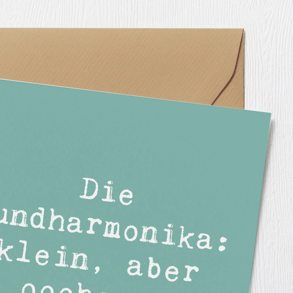 Deluxe Card Saying Die Mundharmonika: klein, aber ooohooo! Grußkarte, Hochwertige Klappkarte, Karte, Hochzeitskarte, Einladungskarte, Klappkarte, Hochwertige Grußkarte, Glückwunschkarte, Geburtstagskarte, Instrumente, Geschenke Musiker, Musikliebhaber