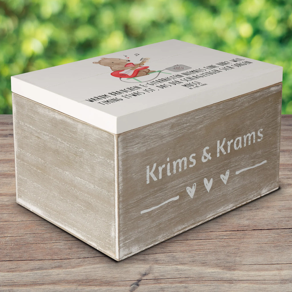 Wooden chest Warum brauchen E-Gitarristen niemals eine Uhr? Weil Timing etwas ist, das der Schlagzeuger sich sorgen muss! Holzkiste, Geschenkbox, Schatulle, Erinnerungsbox, Erinnerungskiste, Dekokiste, Aufbewahrungsbox, XXL, Schatzkiste, Truhe, Geschenkdose, Kiste, Instrumente, Geschenke Musiker, Musikliebhaber