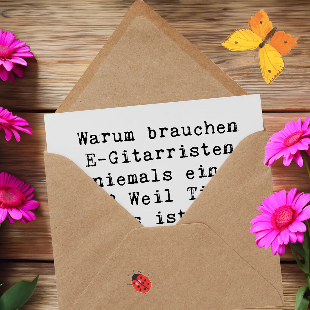 Deluxe Card Saying Warum brauchen E-Gitarristen niemals eine Uhr? Weil Timing etwas ist, das der Schlagzeuger sich sorgen muss! Glückwunschkarte, Geburtstagskarte, Hochzeitskarte, Klappkarte, Hochwertige Grußkarte, Karte, Hochwertige Klappkarte, Einladungskarte, Grußkarte, Instrumente, Geschenke Musiker, Musikliebhaber