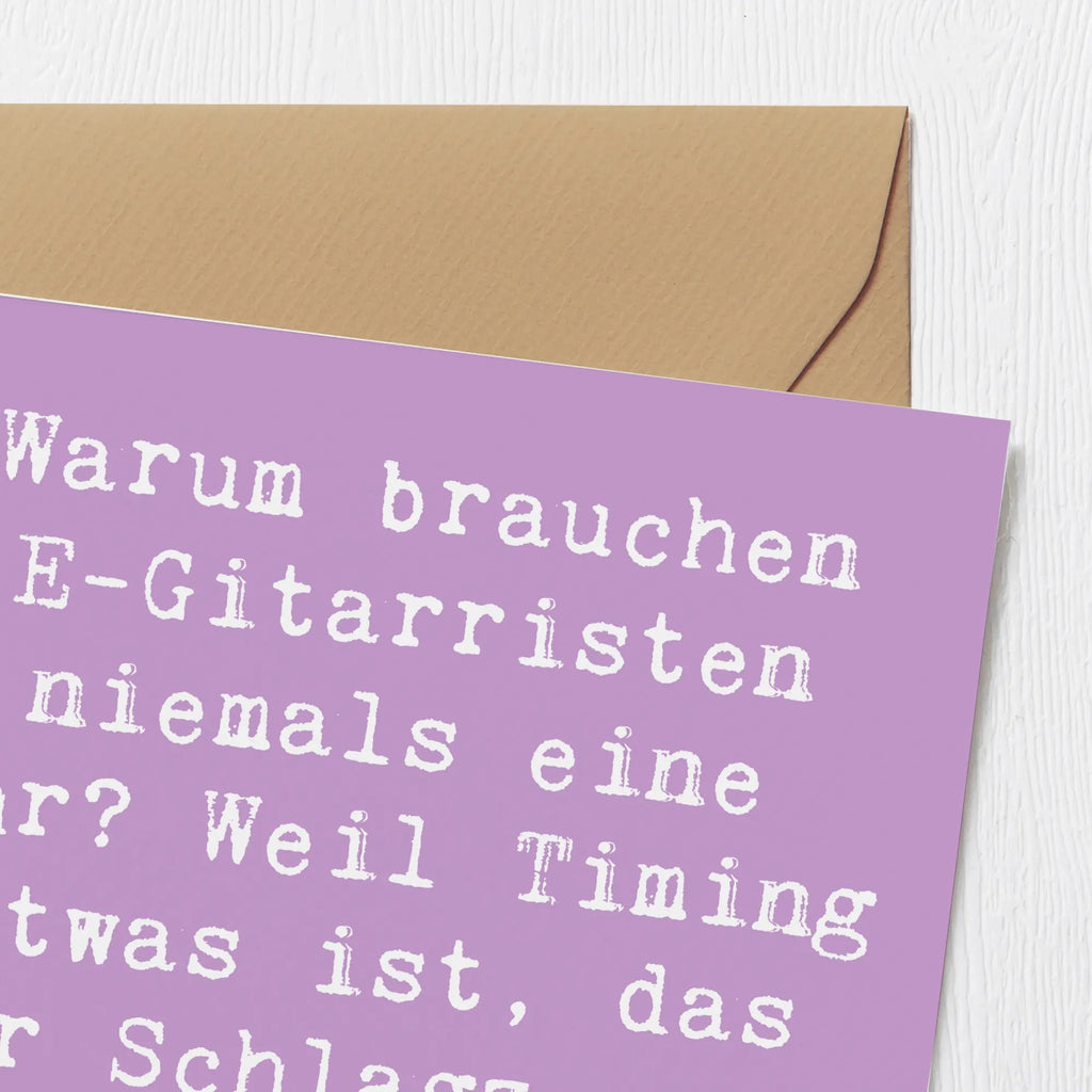 Deluxe Card Saying Warum brauchen E-Gitarristen niemals eine Uhr? Weil Timing etwas ist, das der Schlagzeuger sich sorgen muss! Glückwunschkarte, Geburtstagskarte, Hochzeitskarte, Klappkarte, Hochwertige Grußkarte, Karte, Hochwertige Klappkarte, Einladungskarte, Grußkarte, Instrumente, Geschenke Musiker, Musikliebhaber