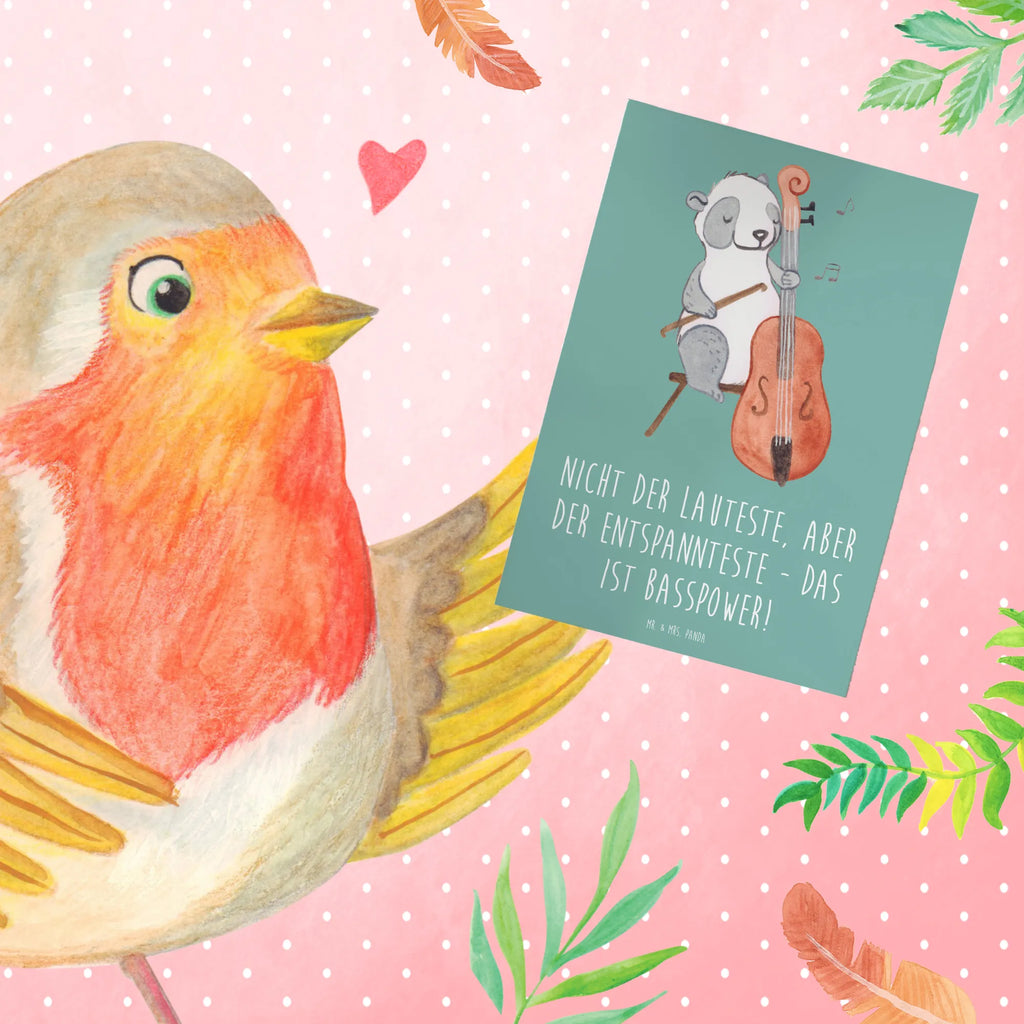 Greetings card Nicht der Lauteste, aber der Entspannteste - Das ist Basspower! Ansichtskarten, Hochzeitskarte, Grußkarte, Karte, Geburtstagskarte, Einladungskarte, Klappkarte, Glückwunschkarte, Instrumente, Geschenke Musiker, Musikliebhaber