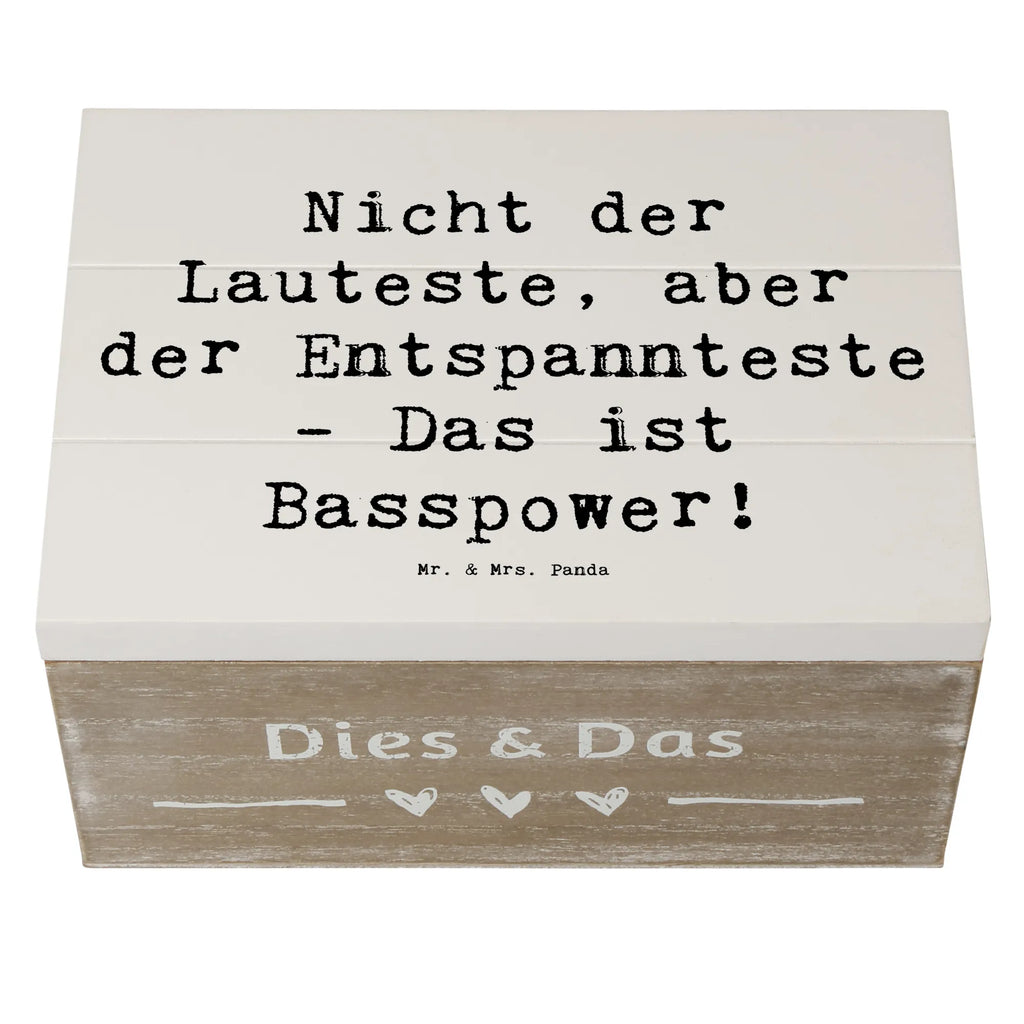 Wooden chest Saying Nicht der Lauteste, aber der Entspannteste - Das ist Basspower! Schatzkiste, Schatulle, Geschenkbox, Aufbewahrungsbox, Erinnerungskiste, XXL, Kiste, Erinnerungsbox, Dekokiste, Truhe, Geschenkdose, Holzkiste, Instrumente, Geschenke Musiker, Musikliebhaber