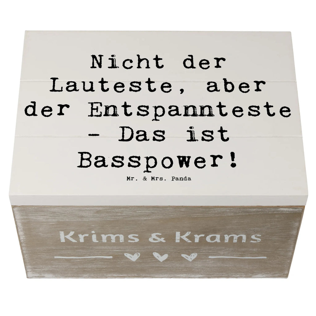 Wooden chest Saying Nicht der Lauteste, aber der Entspannteste - Das ist Basspower! Schatzkiste, Schatulle, Geschenkbox, Aufbewahrungsbox, Erinnerungskiste, XXL, Kiste, Erinnerungsbox, Dekokiste, Truhe, Geschenkdose, Holzkiste, Instrumente, Geschenke Musiker, Musikliebhaber