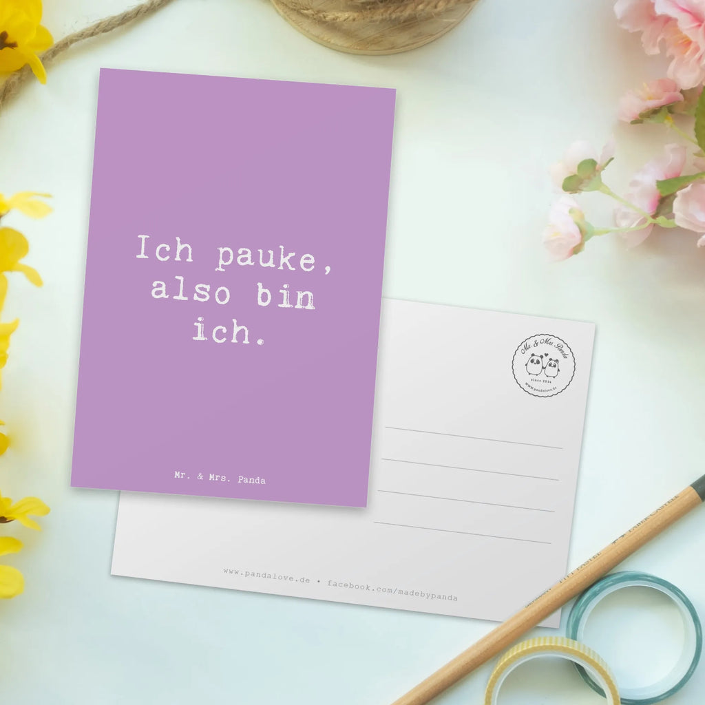 Postcard Saying Ich pauke, also bin ich. Einladungskarte, Karte, Einladung Geburtstag, Einladung, Ansichtskarte, Ansichtskarten, Geburtstagskarte, Grußkarte, Dankeskarte, Postkarte, Geschenkkarte, Einladungskarten Geburtstag, Instrumente, Geschenke Musiker, Musikliebhaber