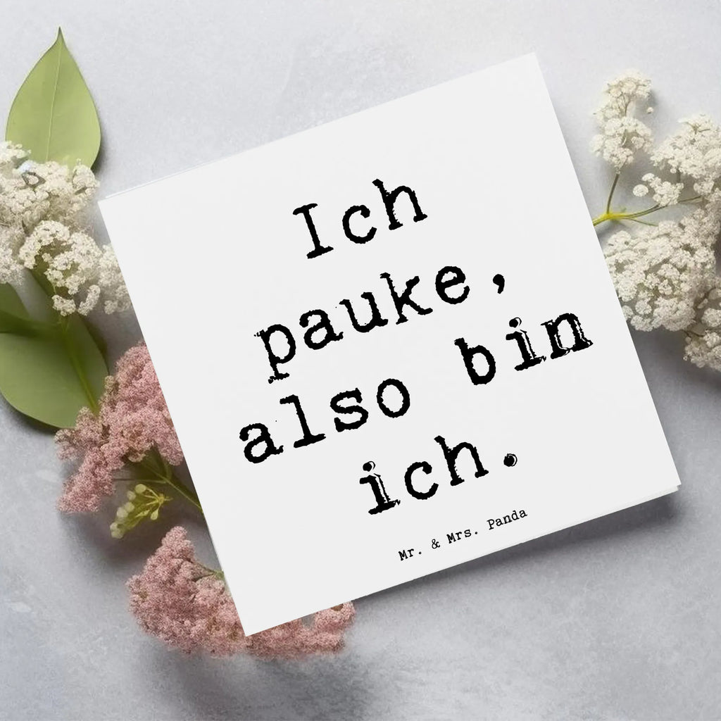 Deluxe Card Saying Ich pauke, also bin ich. Einladungskarte, Klappkarte, Hochwertige Grußkarte, Hochwertige Klappkarte, Glückwunschkarte, Grußkarte, Hochzeitskarte, Karte, Geburtstagskarte, Instrumente, Geschenke Musiker, Musikliebhaber