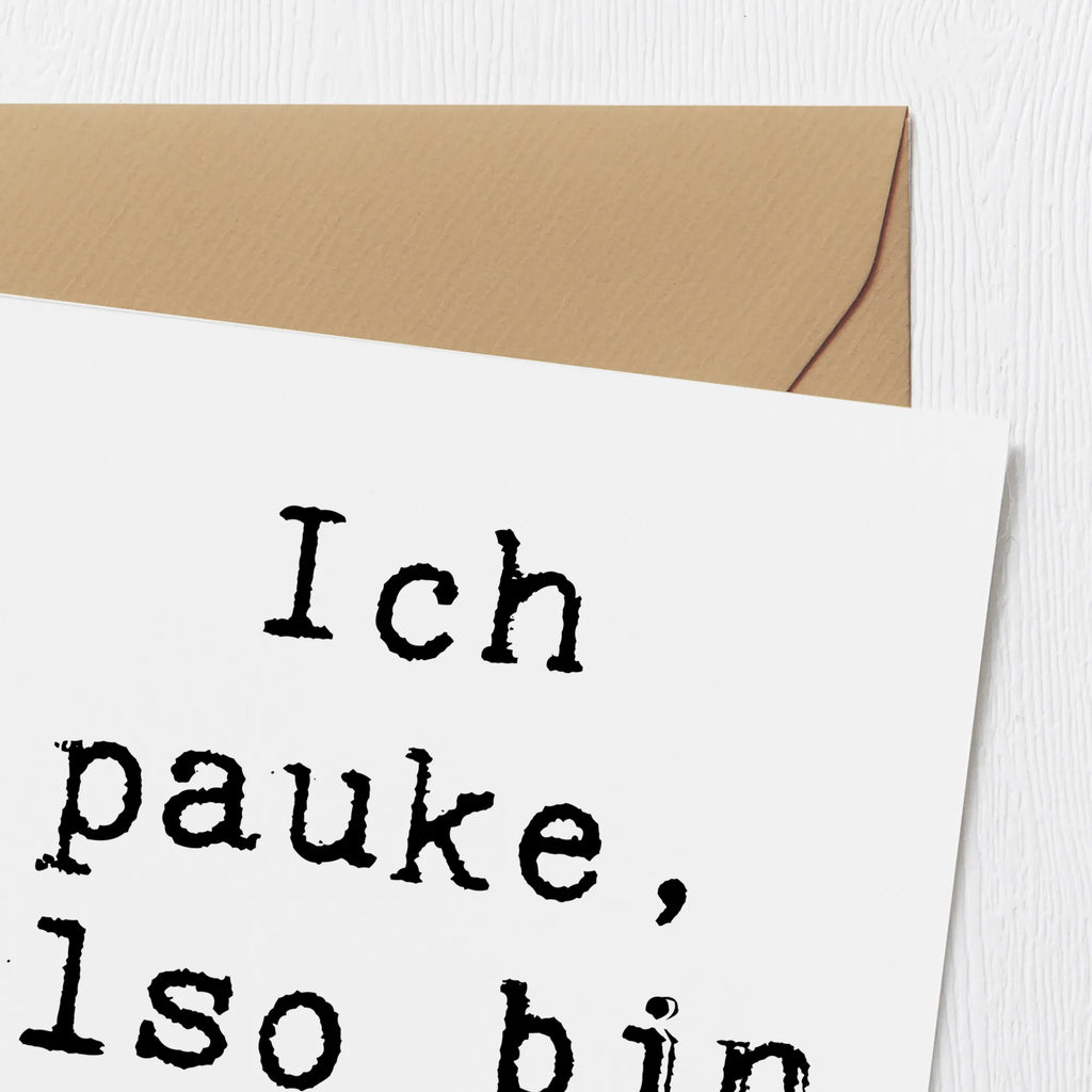 Deluxe Card Saying Ich pauke, also bin ich. Einladungskarte, Klappkarte, Hochwertige Grußkarte, Hochwertige Klappkarte, Glückwunschkarte, Grußkarte, Hochzeitskarte, Karte, Geburtstagskarte, Instrumente, Geschenke Musiker, Musikliebhaber