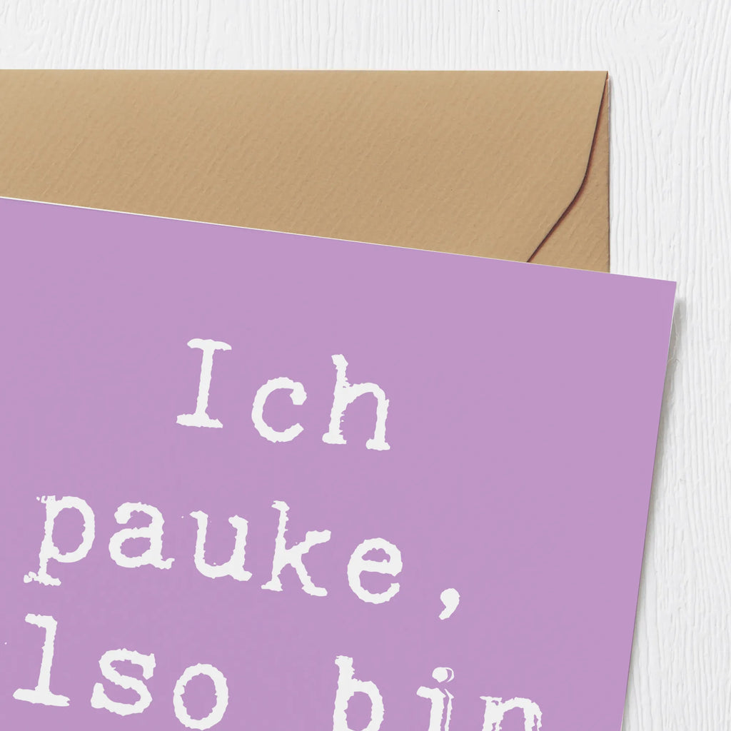Deluxe Card Saying Ich pauke, also bin ich. Einladungskarte, Klappkarte, Hochwertige Grußkarte, Hochwertige Klappkarte, Glückwunschkarte, Grußkarte, Hochzeitskarte, Karte, Geburtstagskarte, Instrumente, Geschenke Musiker, Musikliebhaber