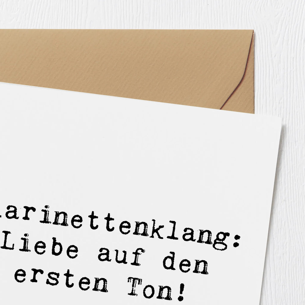 Deluxe Card Saying Klarinettenklang: Liebe auf den ersten Ton! Karte, Einladungskarte, Hochwertige Klappkarte, Grußkarte, Geburtstagskarte, Hochzeitskarte, Glückwunschkarte, Klappkarte, Hochwertige Grußkarte, Instrumente, Geschenke Musiker, Musikliebhaber