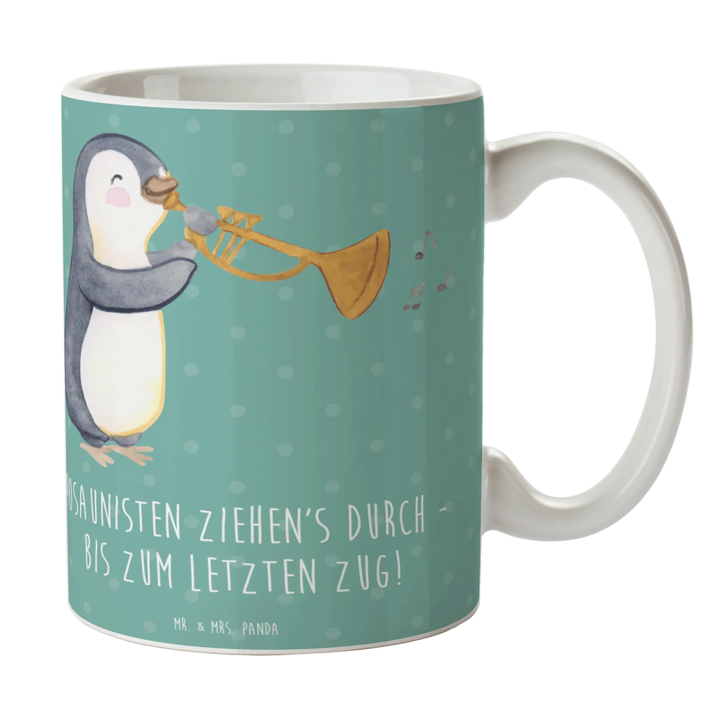 Mug Posaunisten ziehen's durch - bis zum letzten Zug! Teetasse, Tasse, Bürotasse, Porzellantasse, Keramiktasse, Tasse mit Motiven, Tasse mit Zitaten, Kaffeetasse, Geschenktasse, Instrumente, Geschenke Musiker, Musikliebhaber