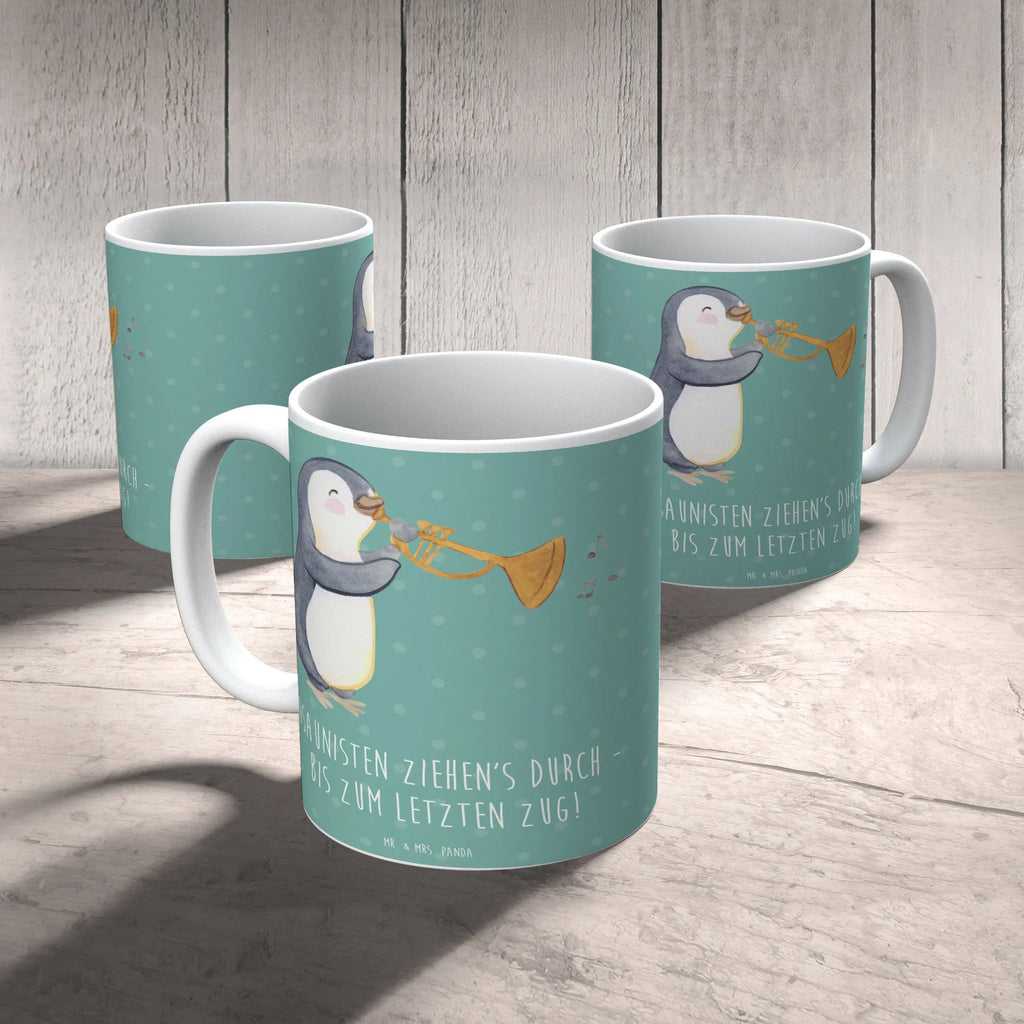 Mug Posaunisten ziehen's durch - bis zum letzten Zug! Teetasse, Tasse, Bürotasse, Porzellantasse, Keramiktasse, Tasse mit Motiven, Tasse mit Zitaten, Kaffeetasse, Geschenktasse, Instrumente, Geschenke Musiker, Musikliebhaber